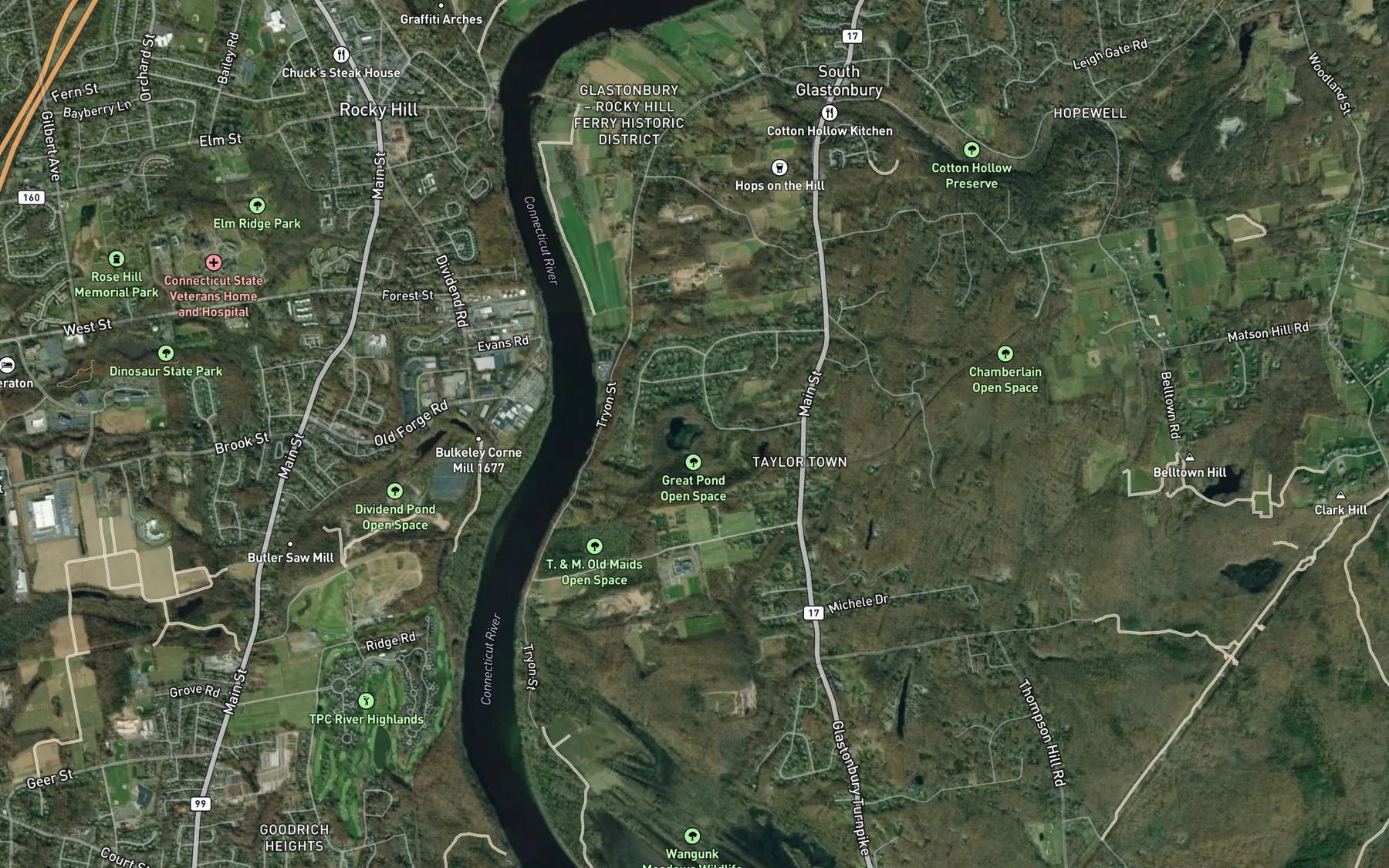 Satellite map of the Grindle Brook