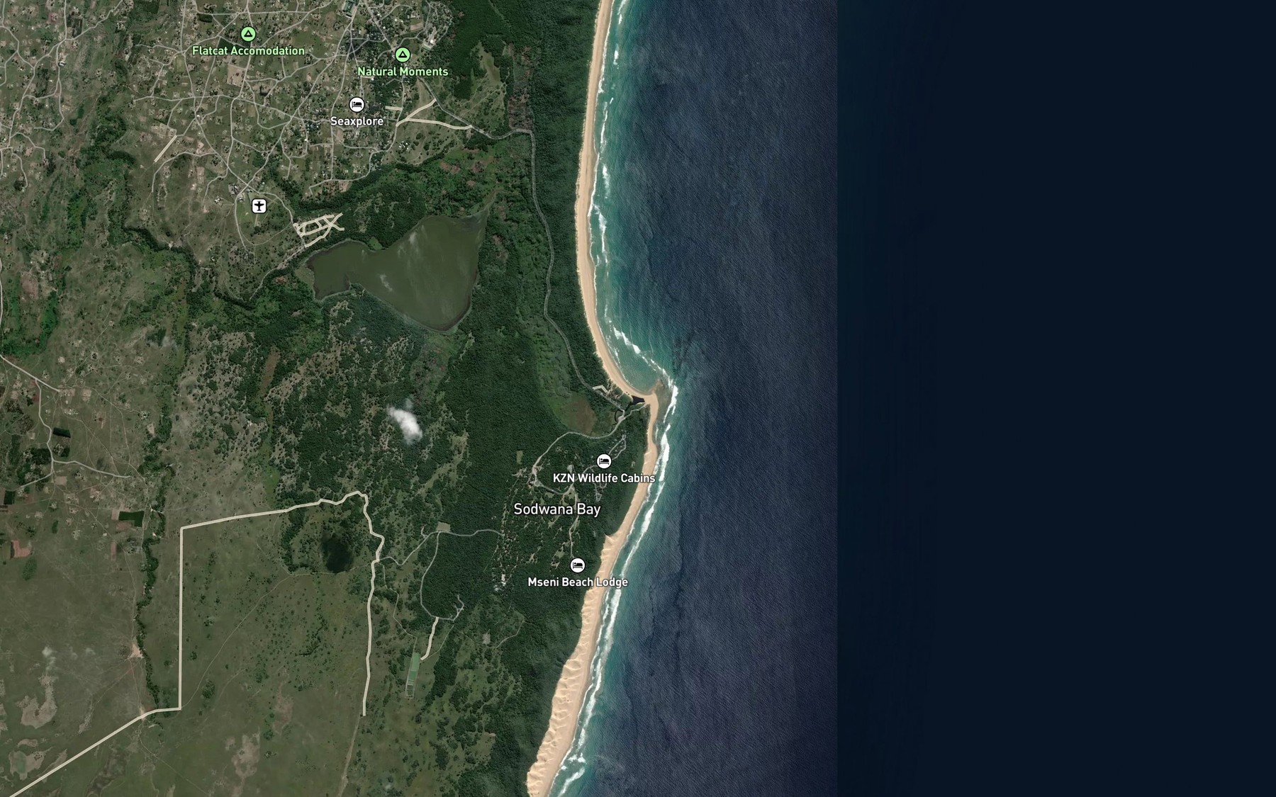 Satellite map of the Sodwana Bay
