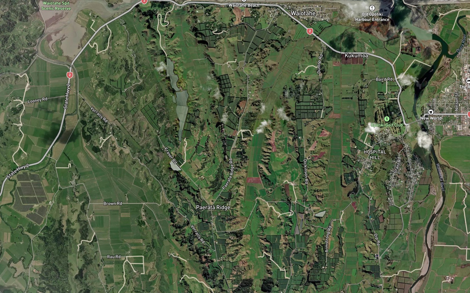 Satellite map of the Te Karaka Stream