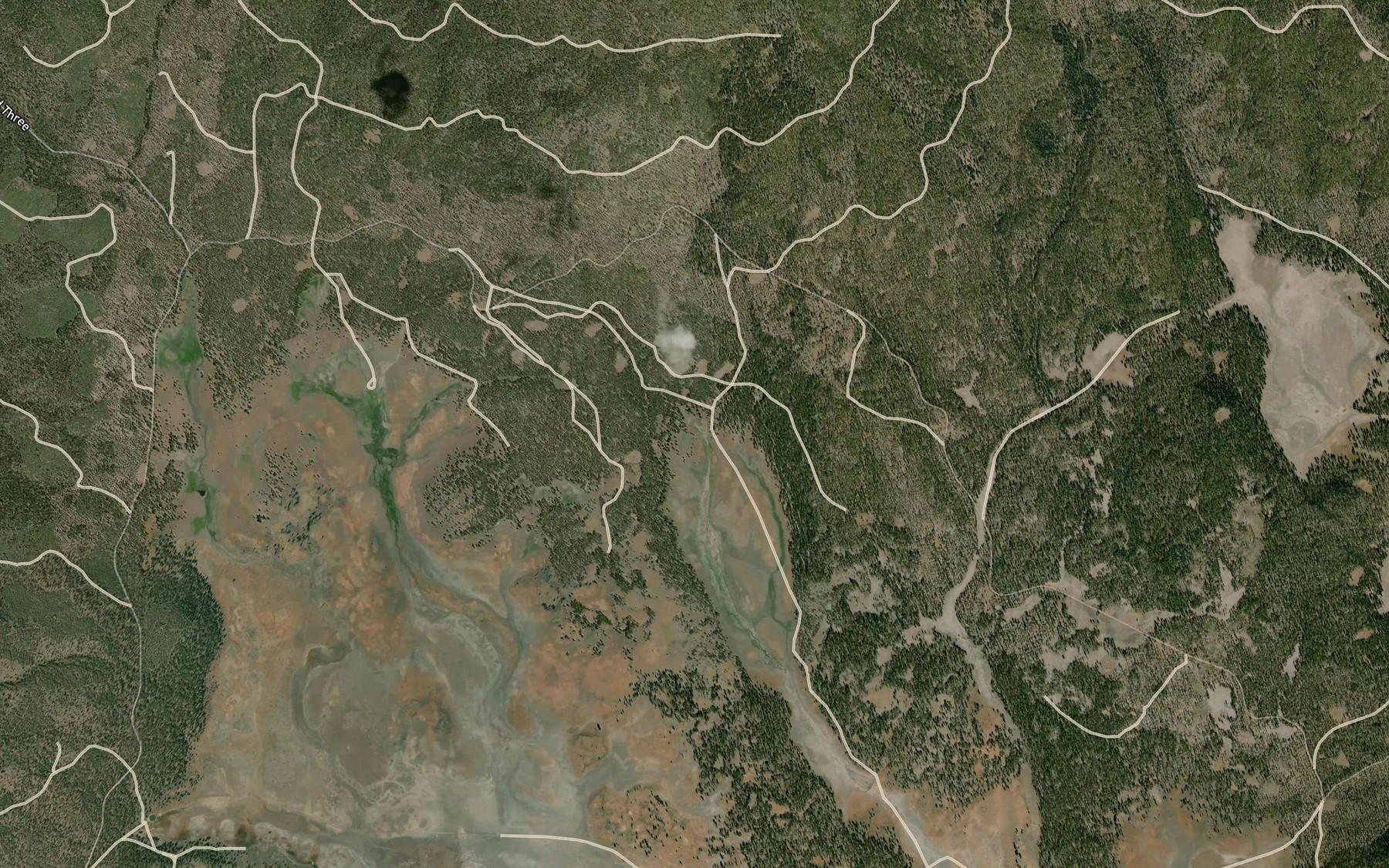 Satellite map of the Burgess Springs