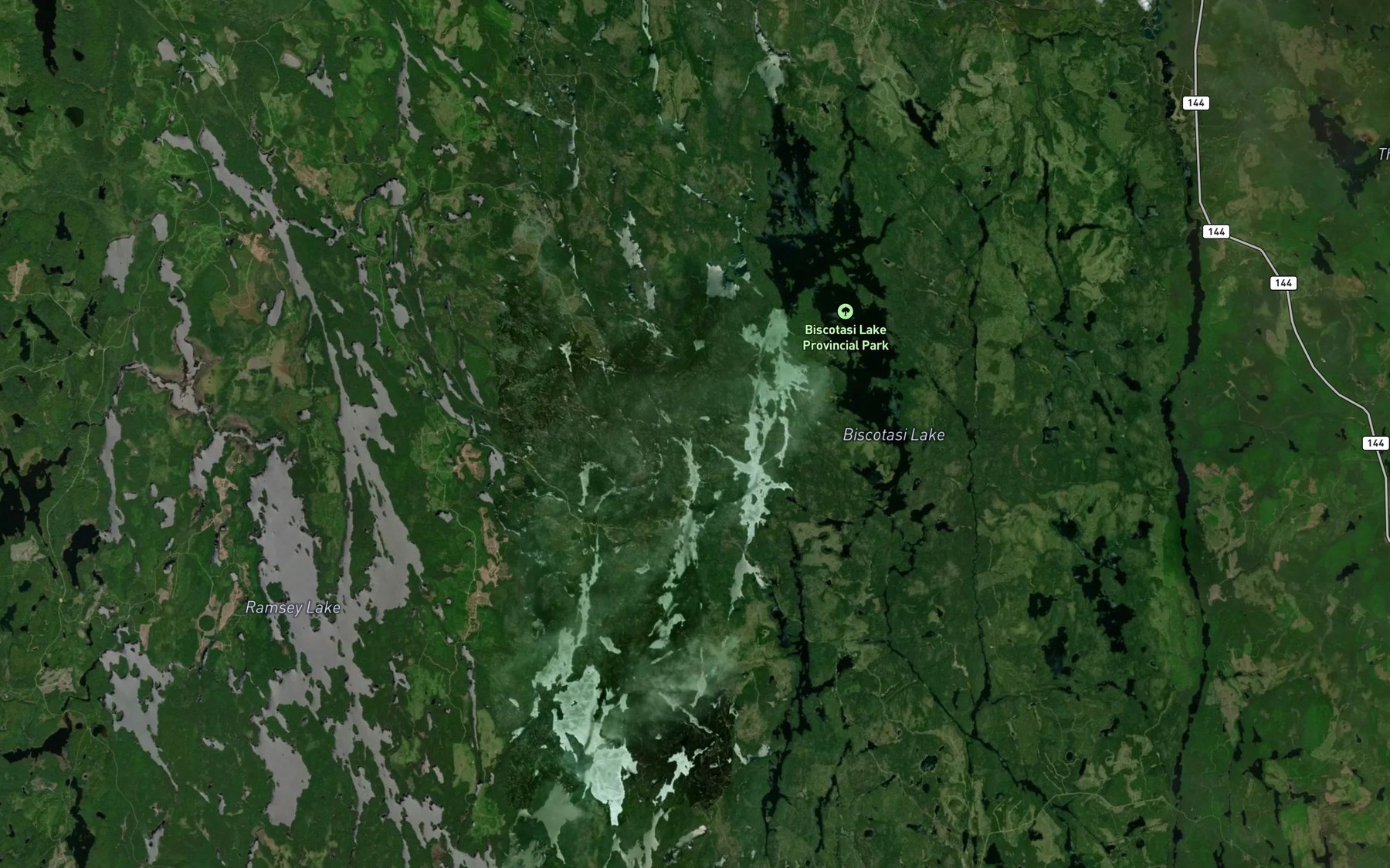 Satellite map of the Biscotasi Lake