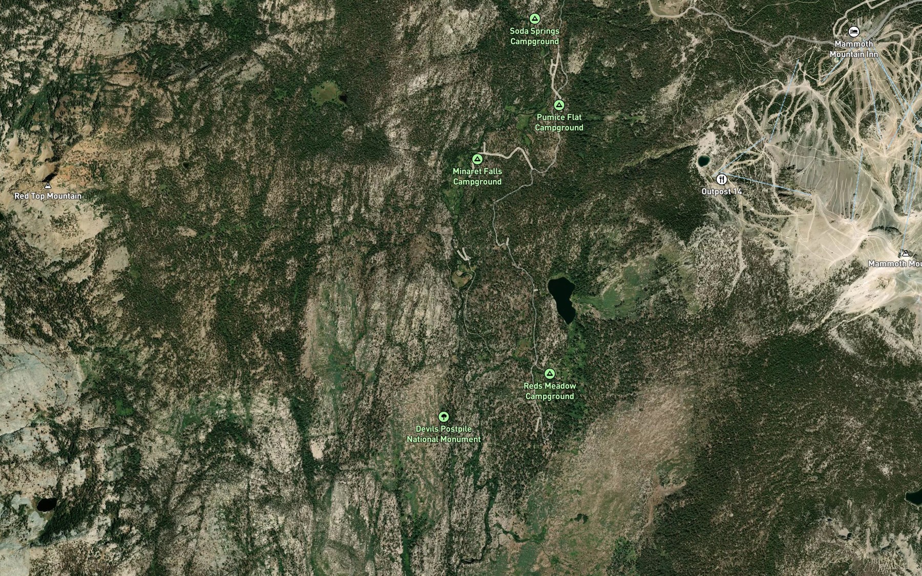 Satellite map of the Soda Springs