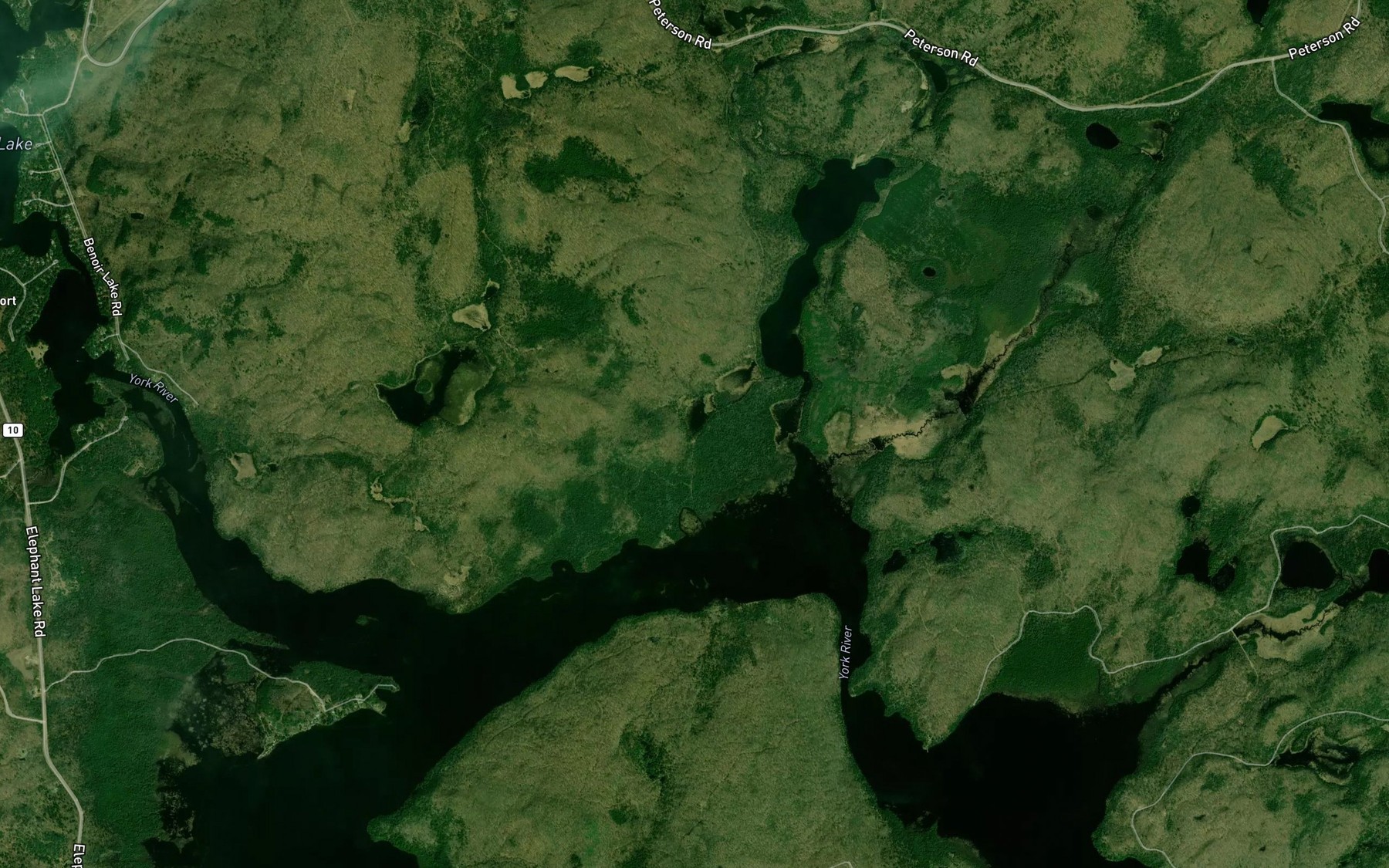 Satellite map of the Chainy Creek