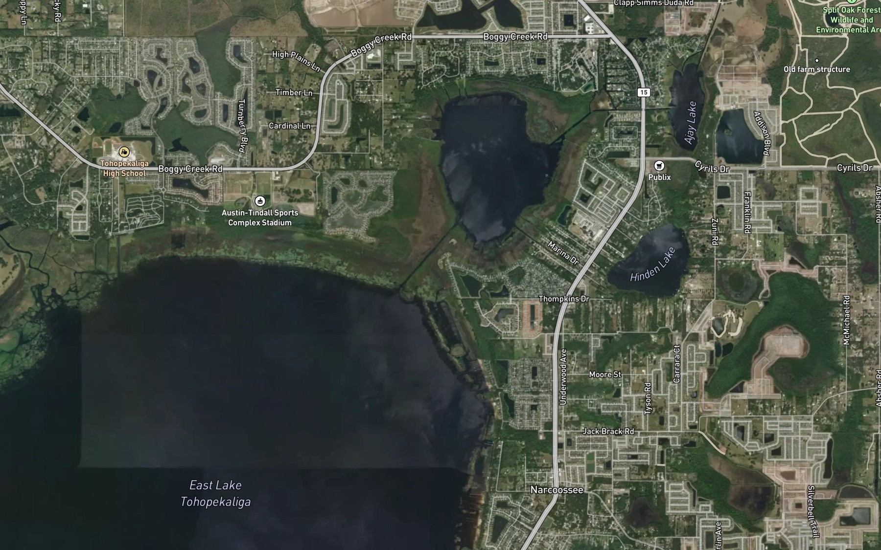 Satellite map of the Fells Cove
