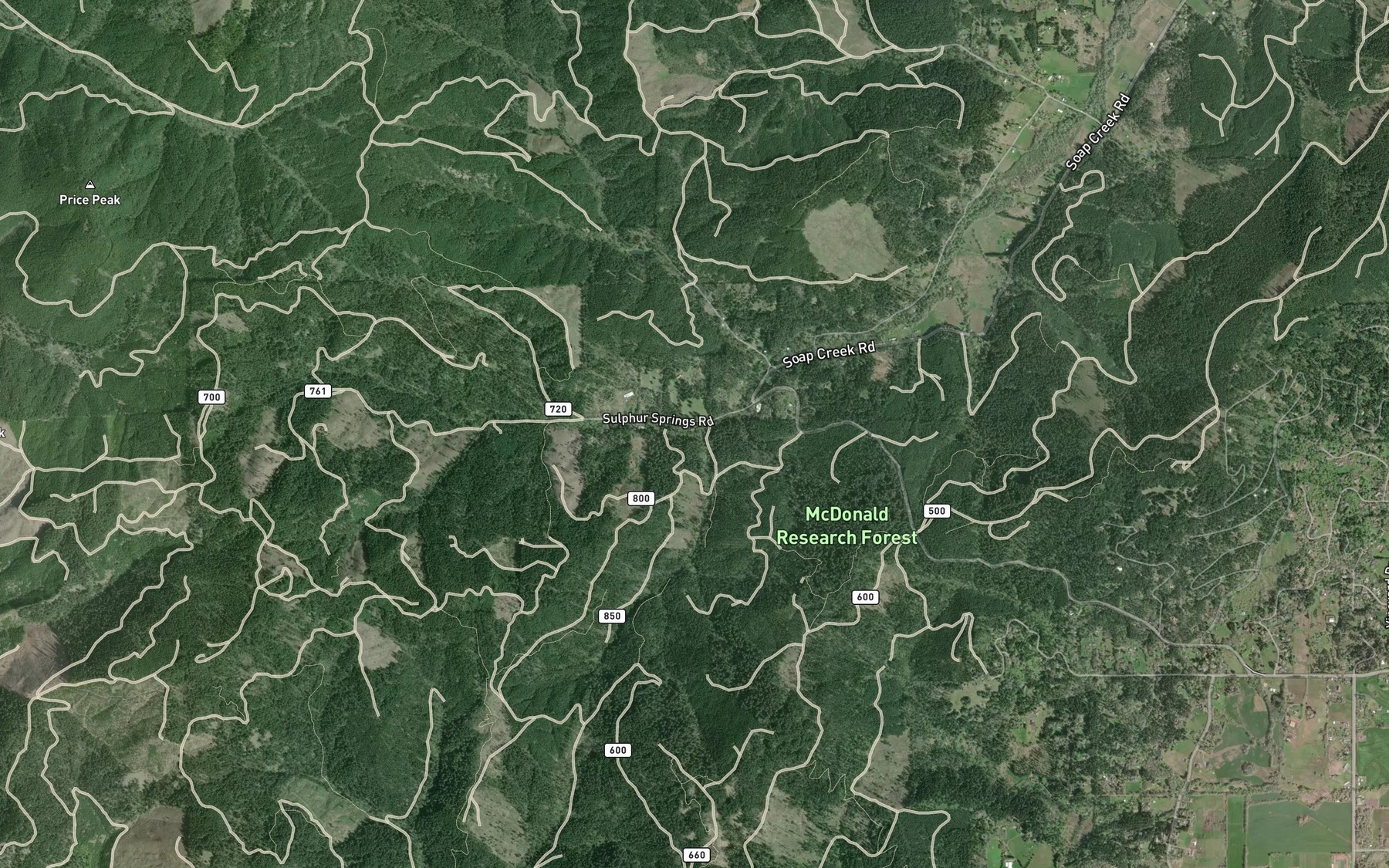 Satellite map of the Baker Creek