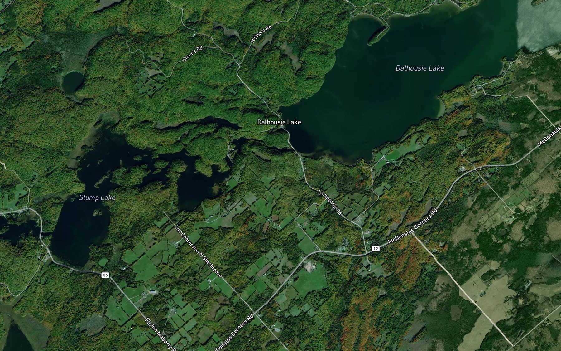 Satellite map of the Pauls Creek