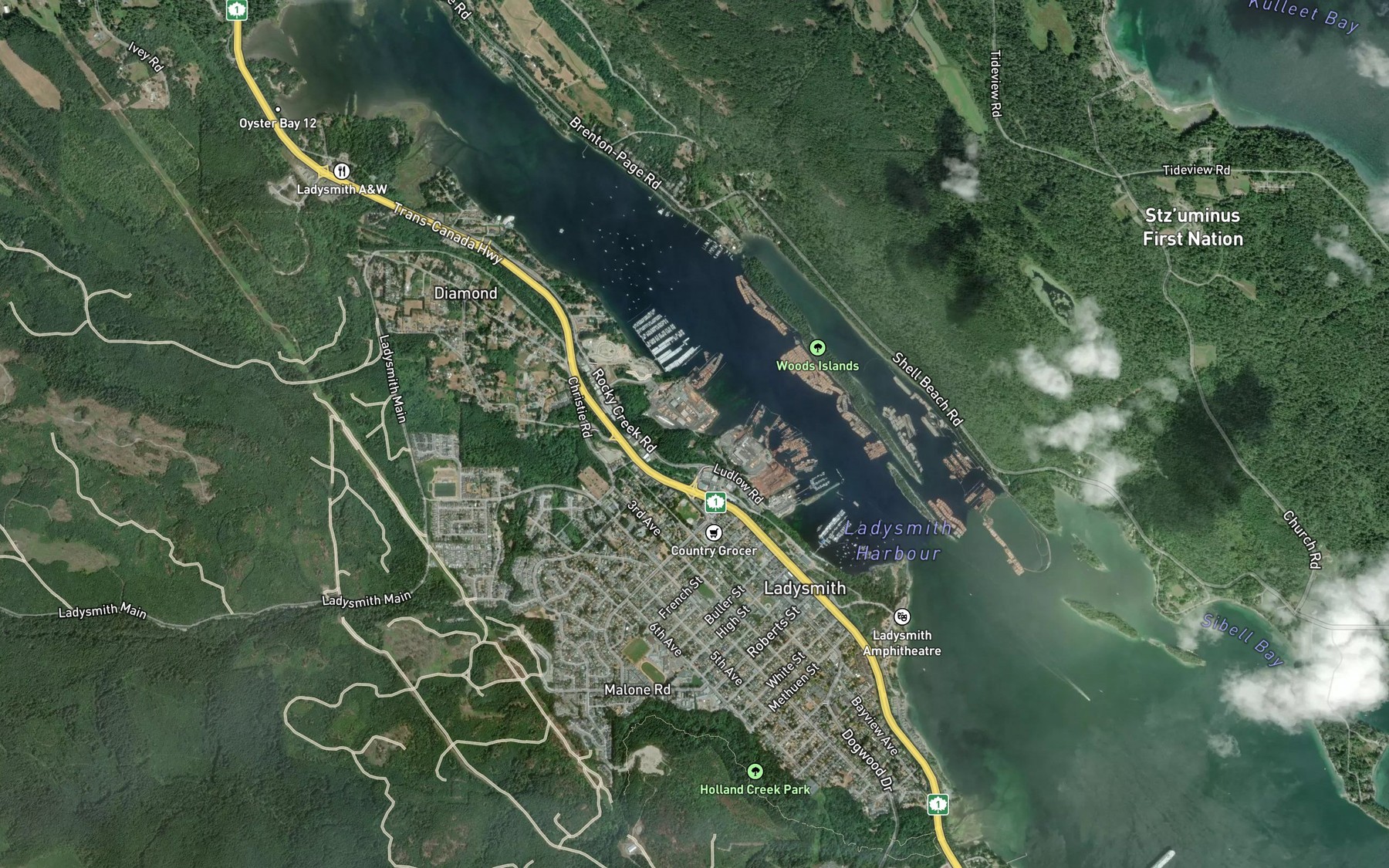 Satellite map of the Tyee Creek
