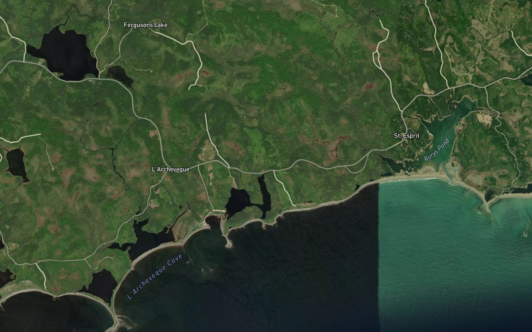 Satellite map of the Ebens Brook