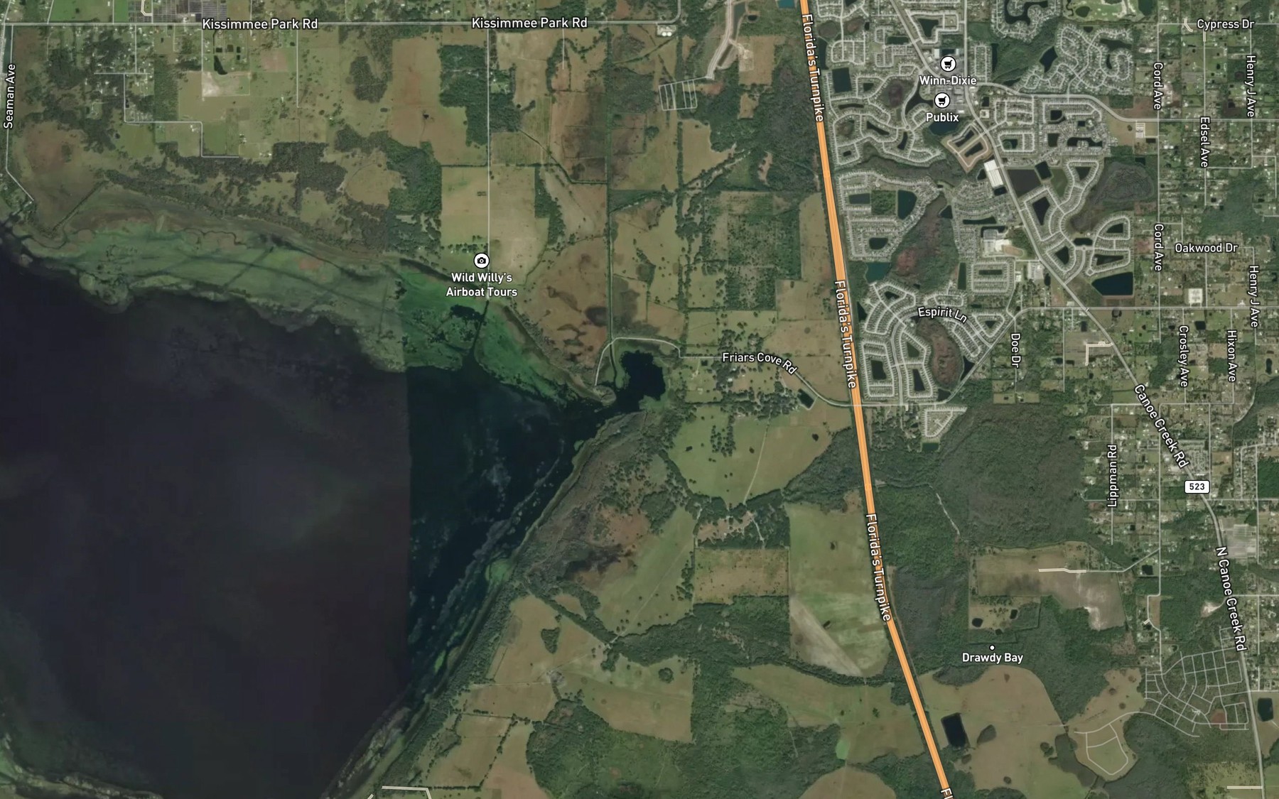 Satellite map of the Friars Cove