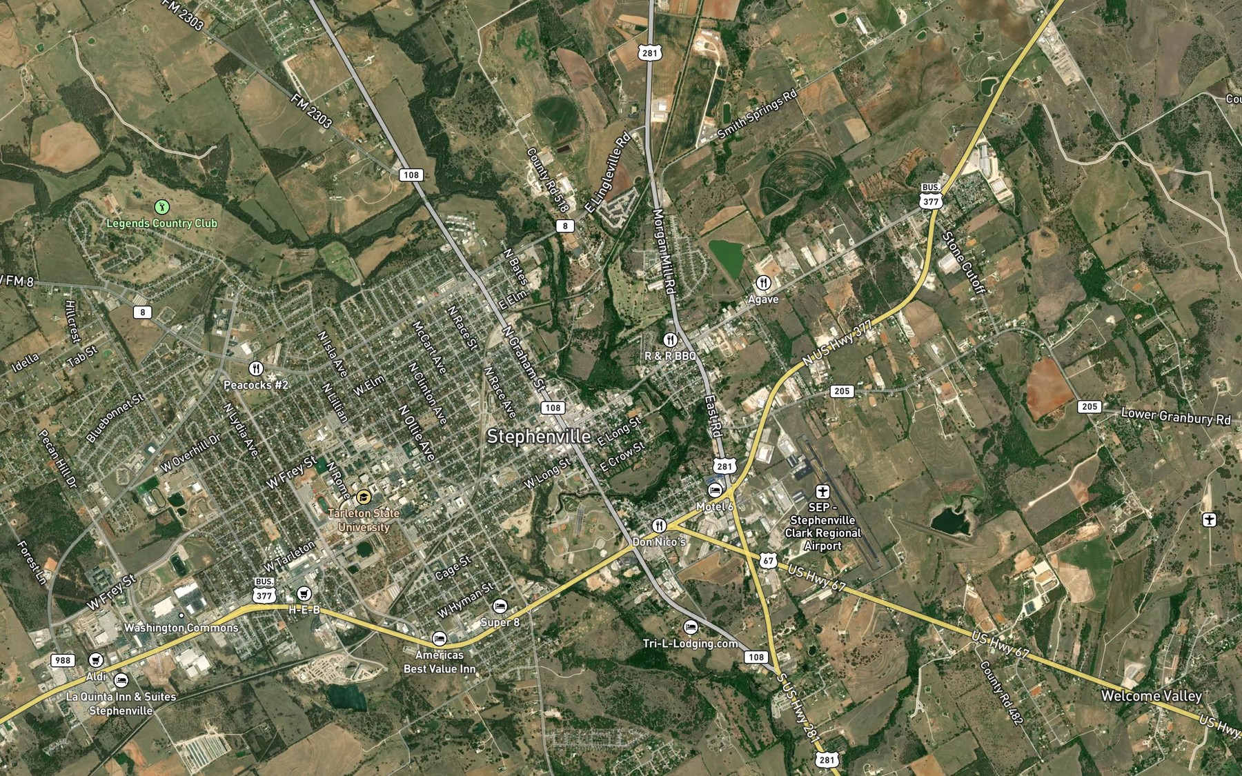 Satellite map of the Dry Branch