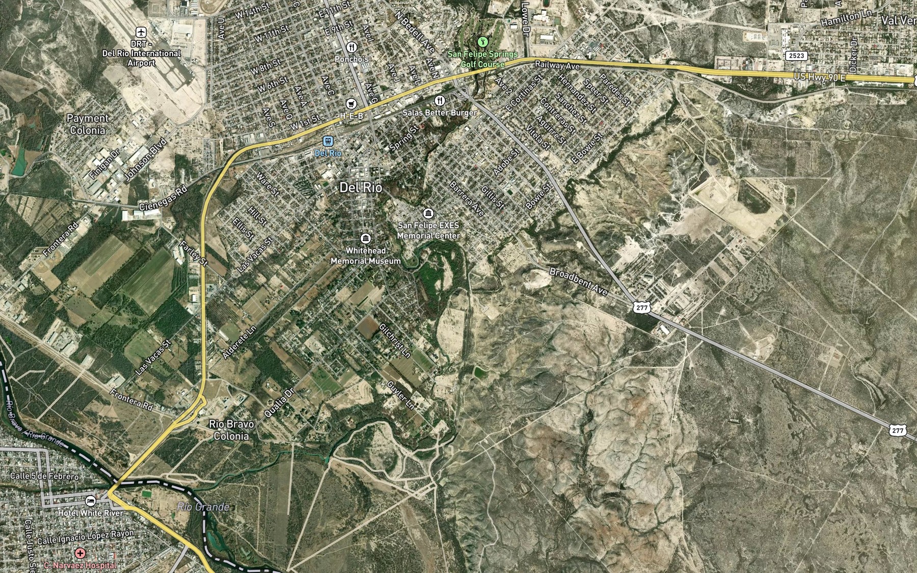Satellite map of the Calaveras Creek