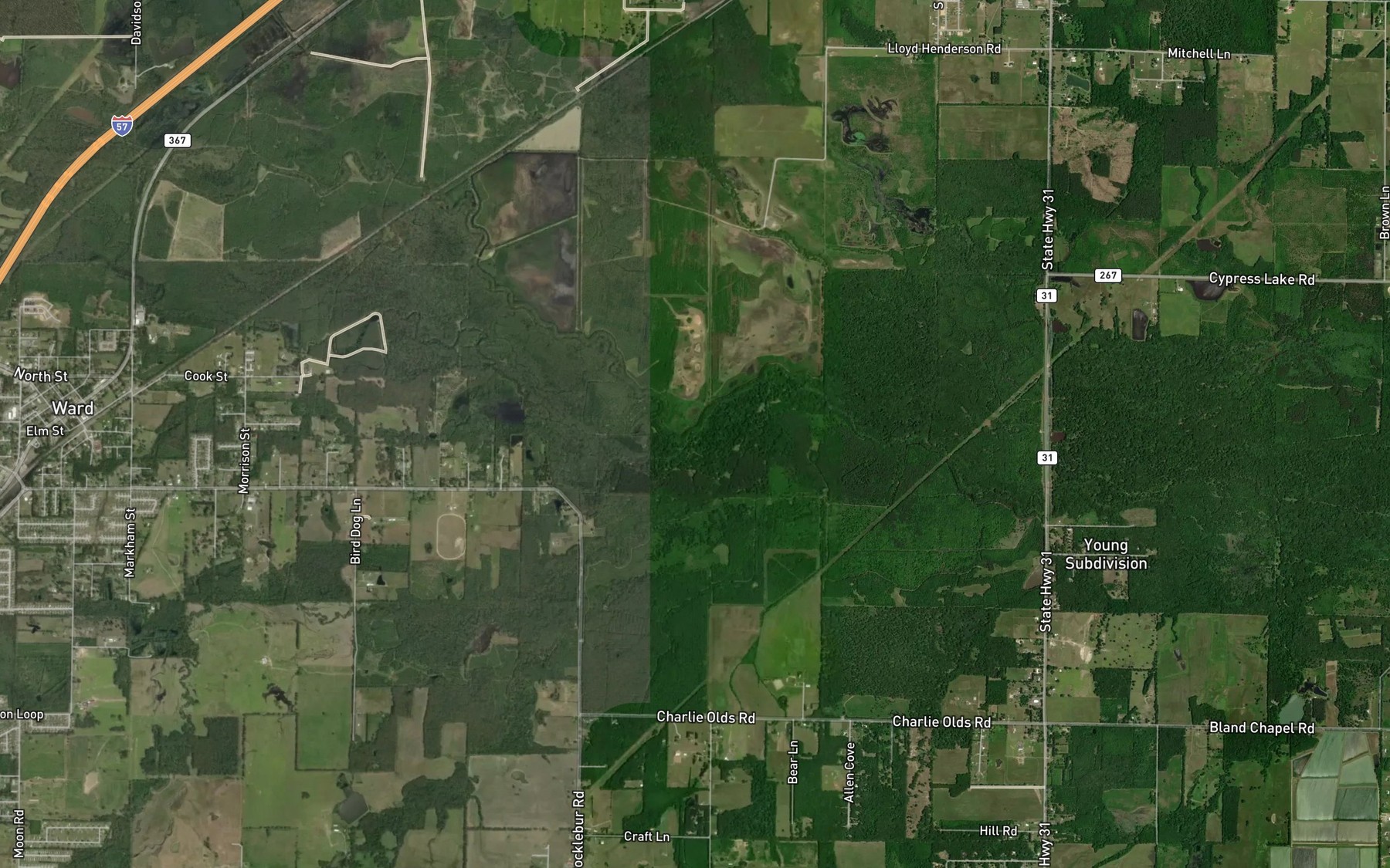 Satellite map of the Mill Creek