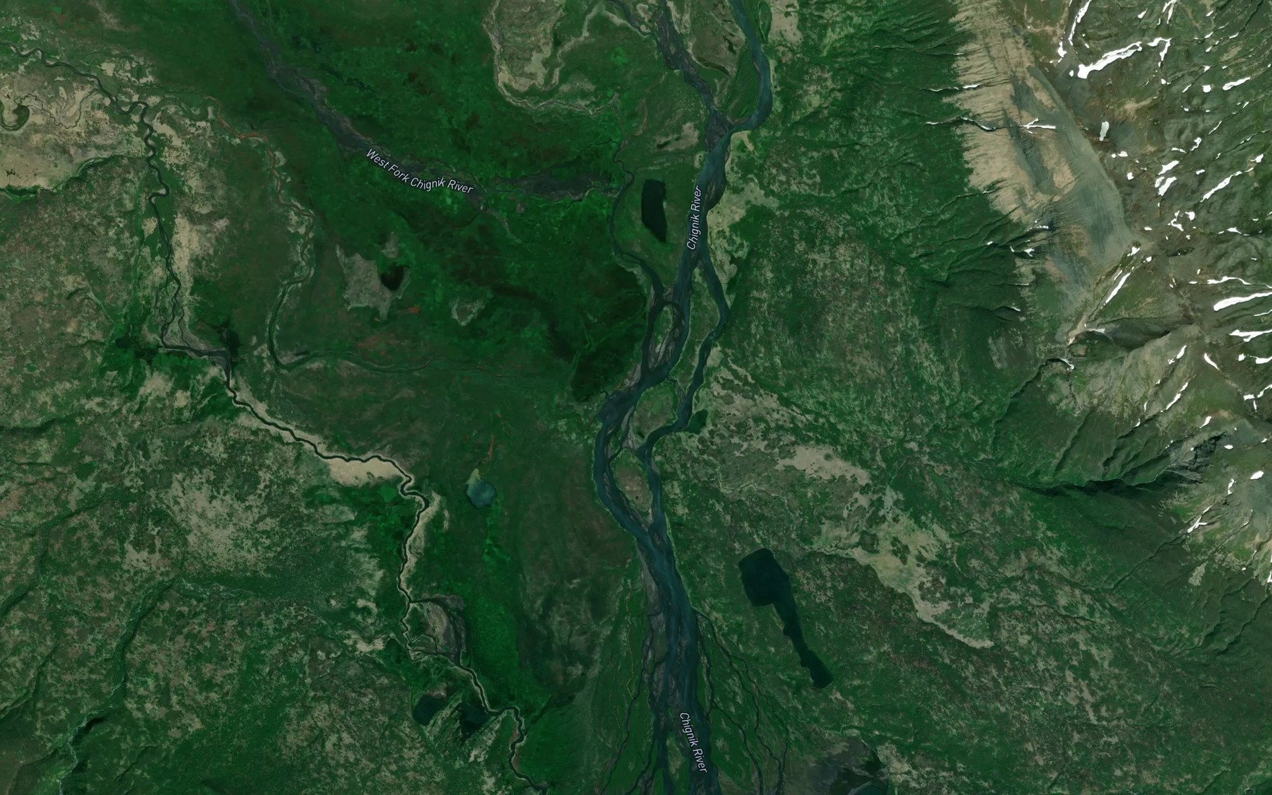 Satellite map of the Bearskin Creek
