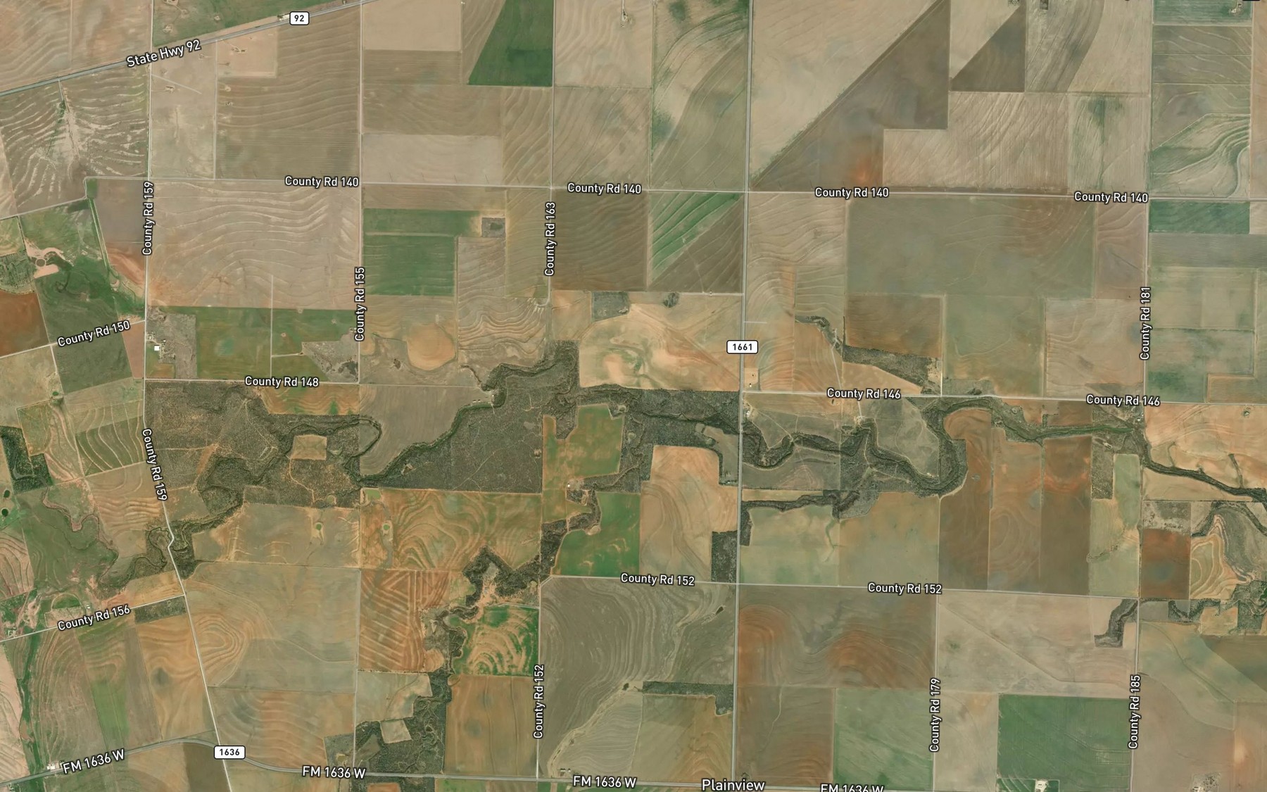 Satellite map of the Skinout Creek