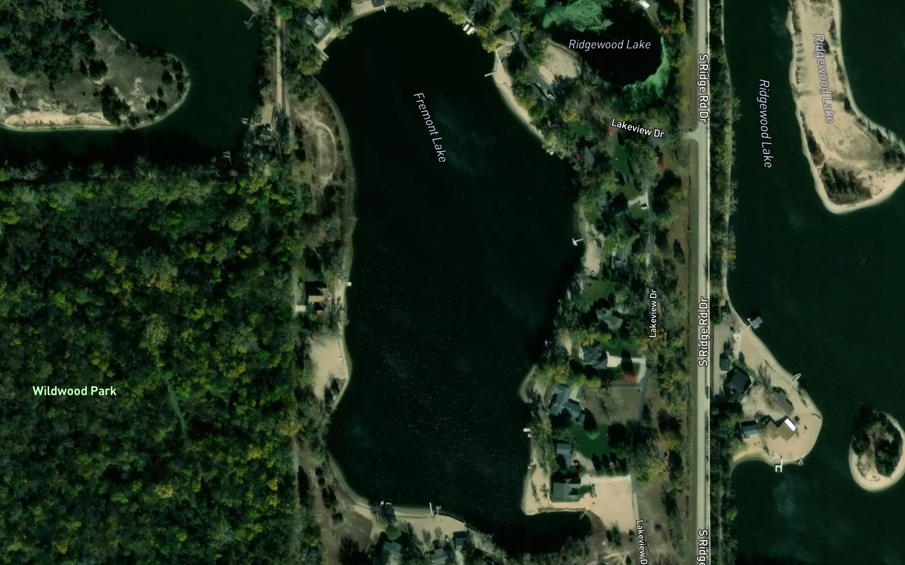 Satellite map of the Fremont Lake