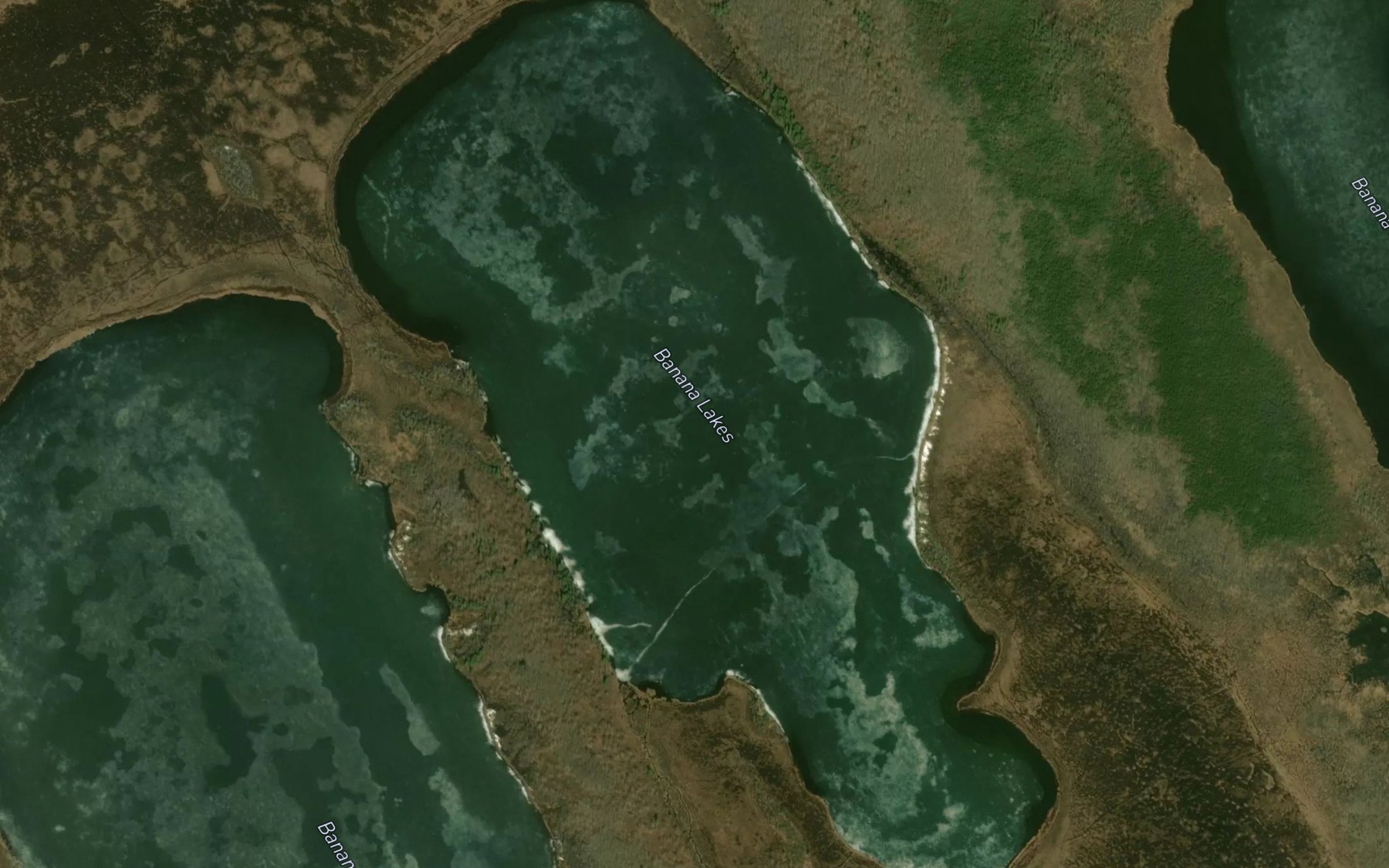 Satellite map of the Banana Lakes