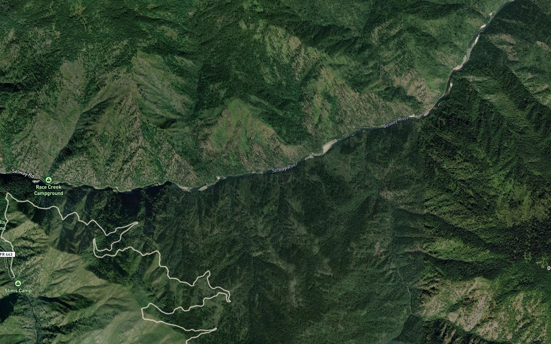 Satellite map of the Bat Creek