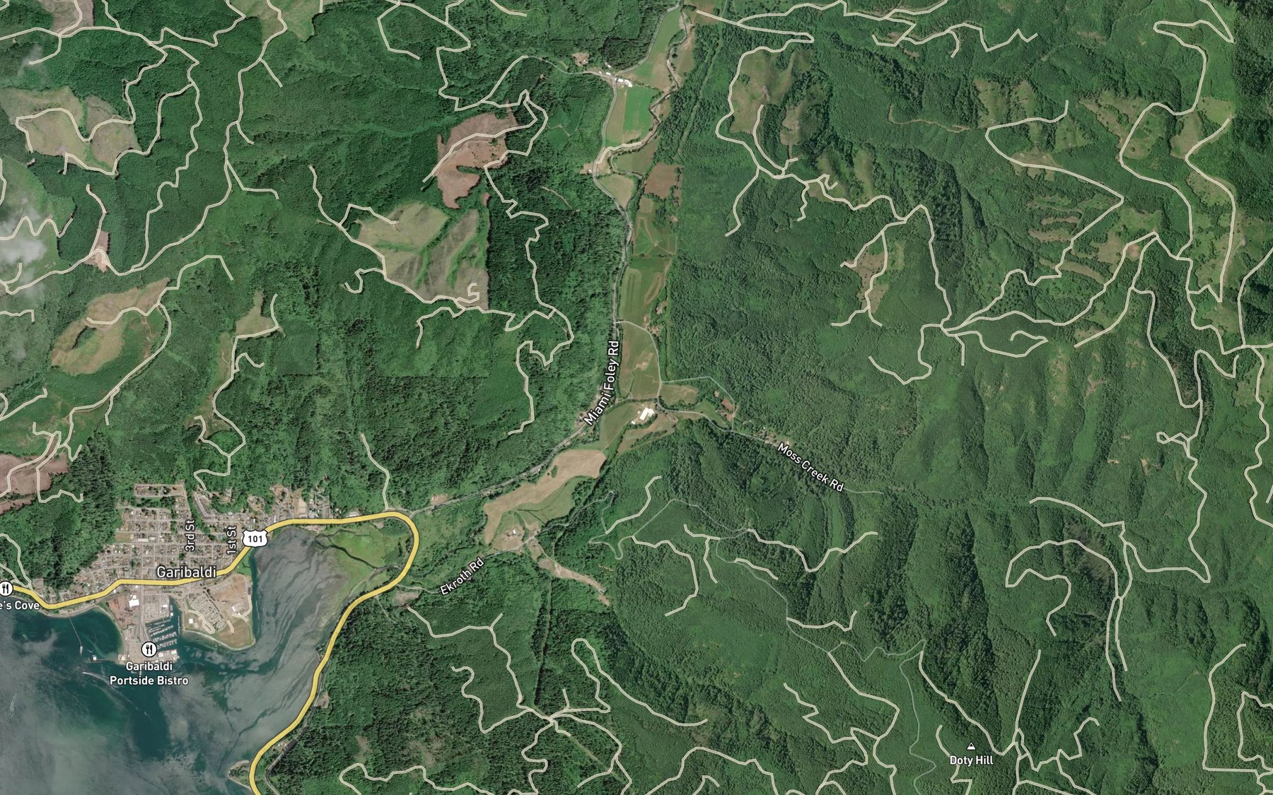 Satellite map of the Moss Creek