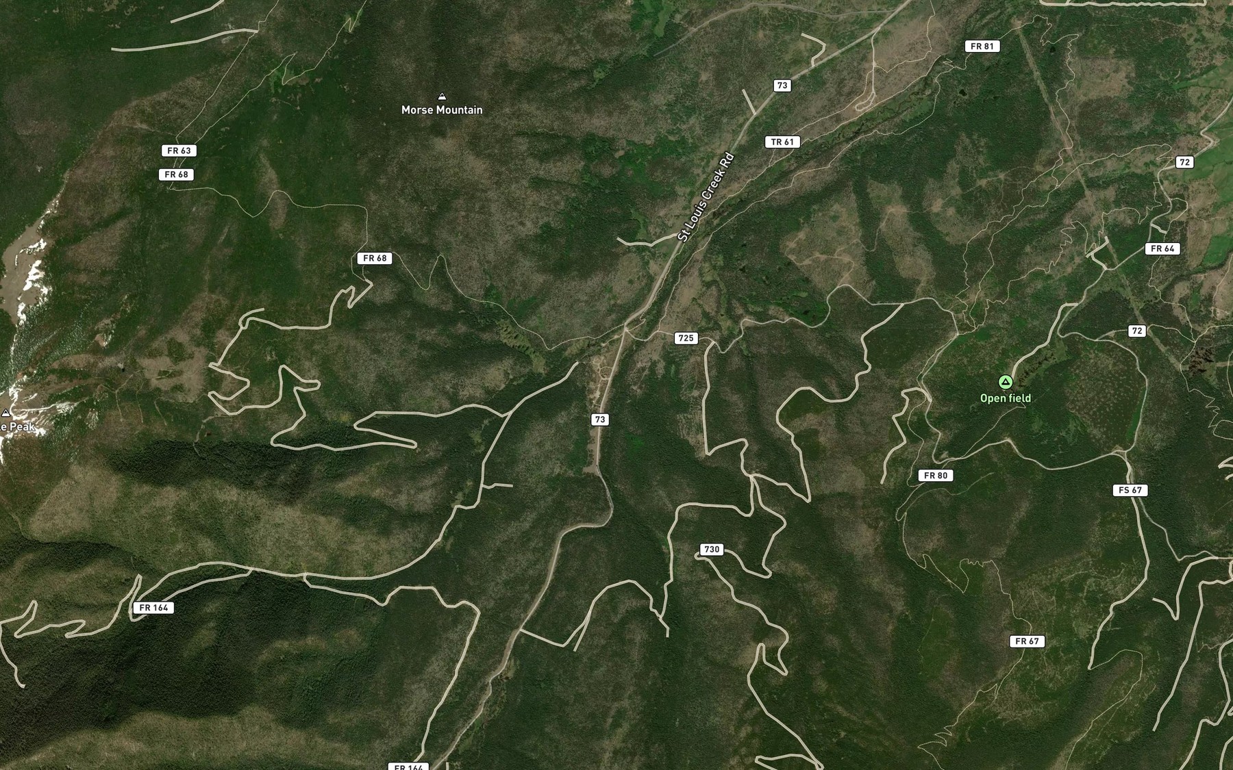 Satellite map of the Fool Creek