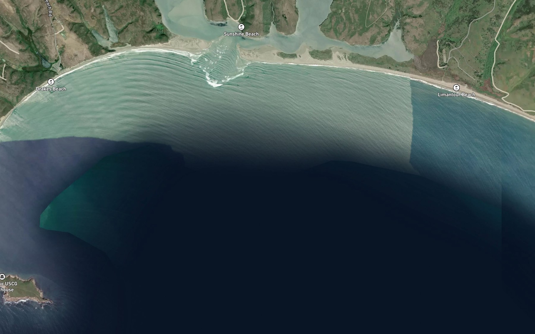 Satellite map of the Drakes Bay