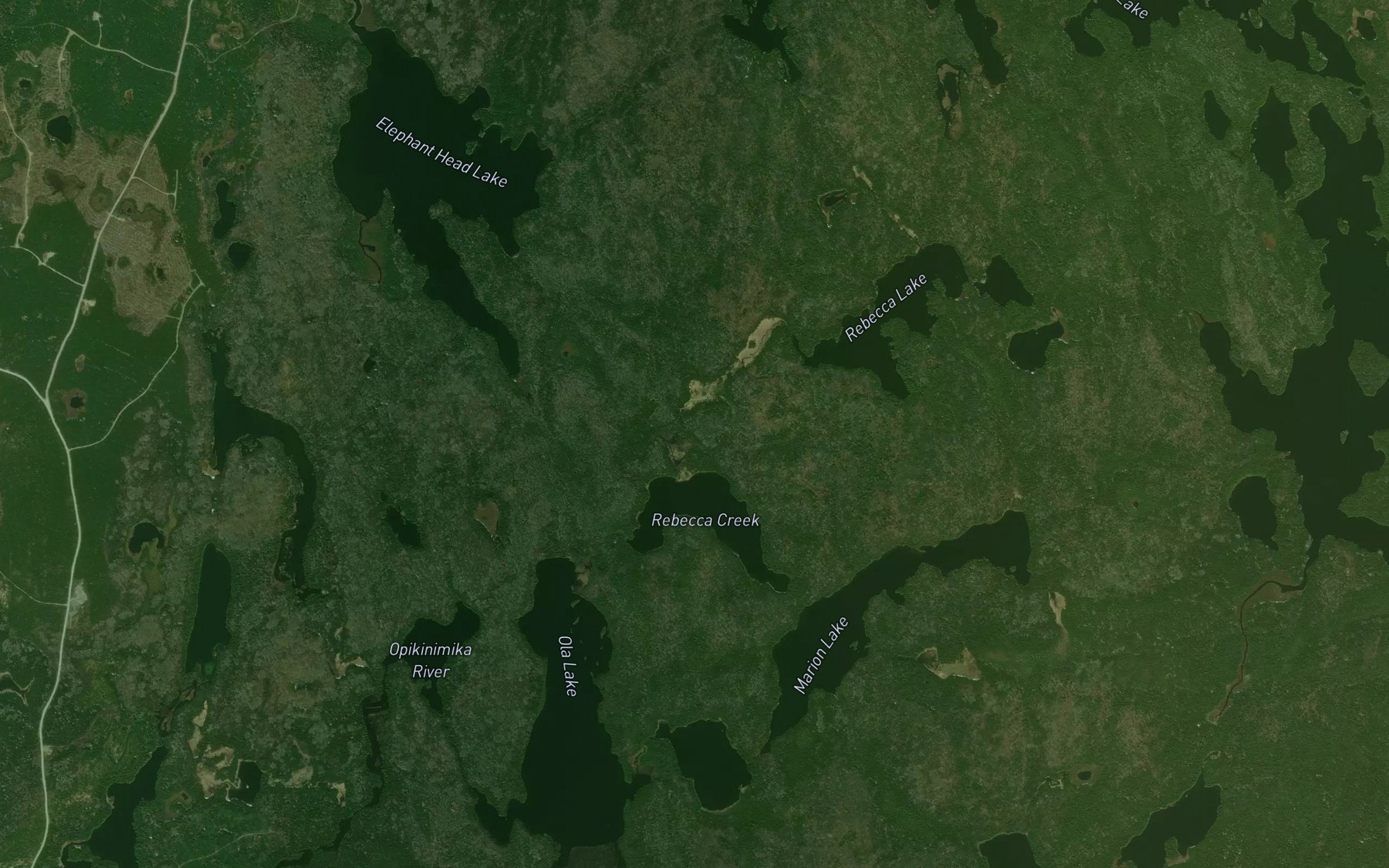 Satellite map of the Rebecca Creek