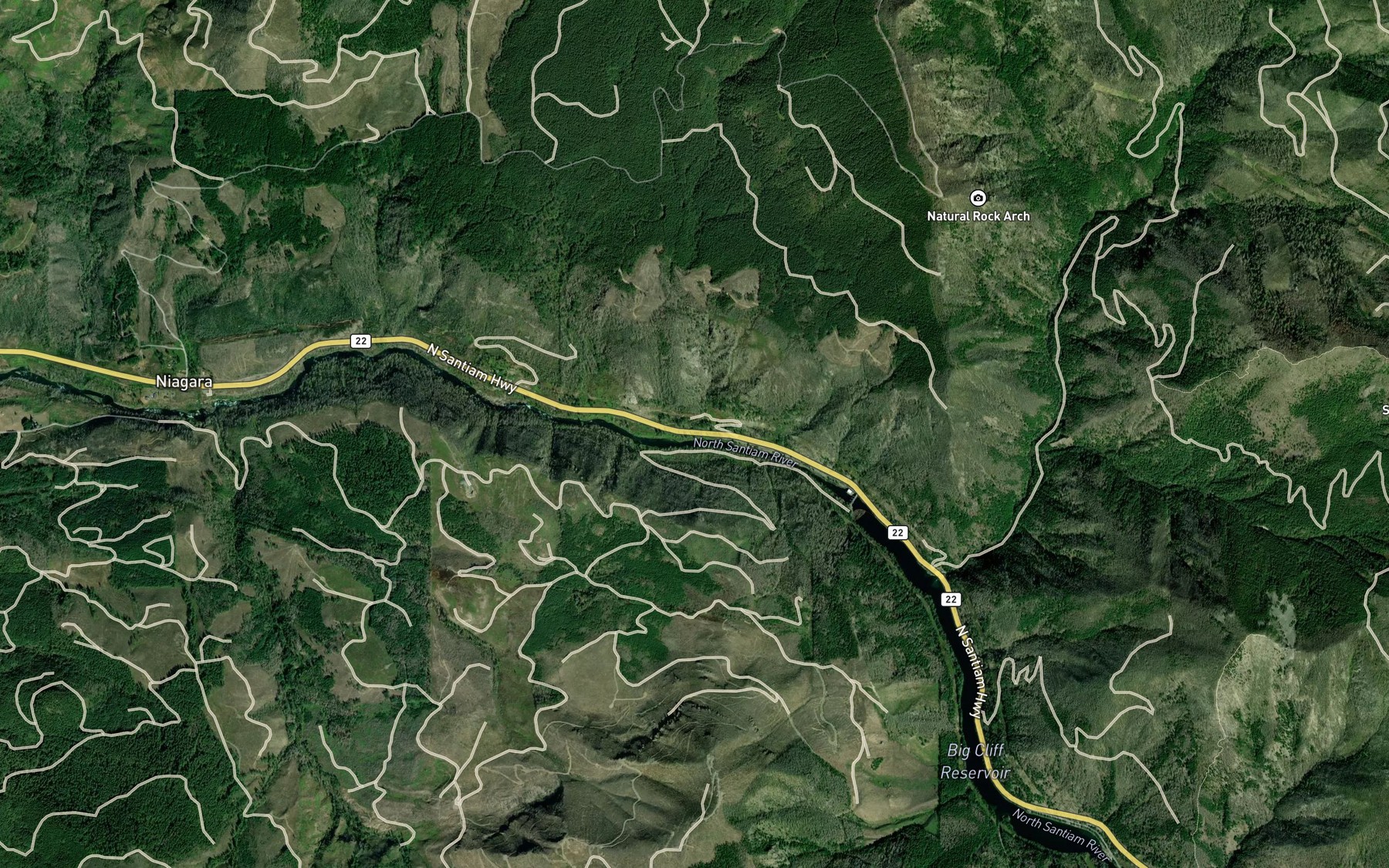 Satellite map of the Little Sardine Creek
