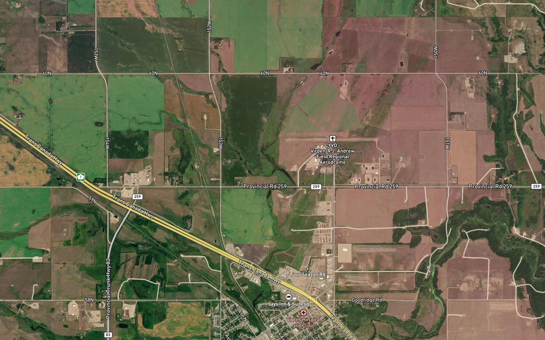 Satellite map of the Little Scallion Creek