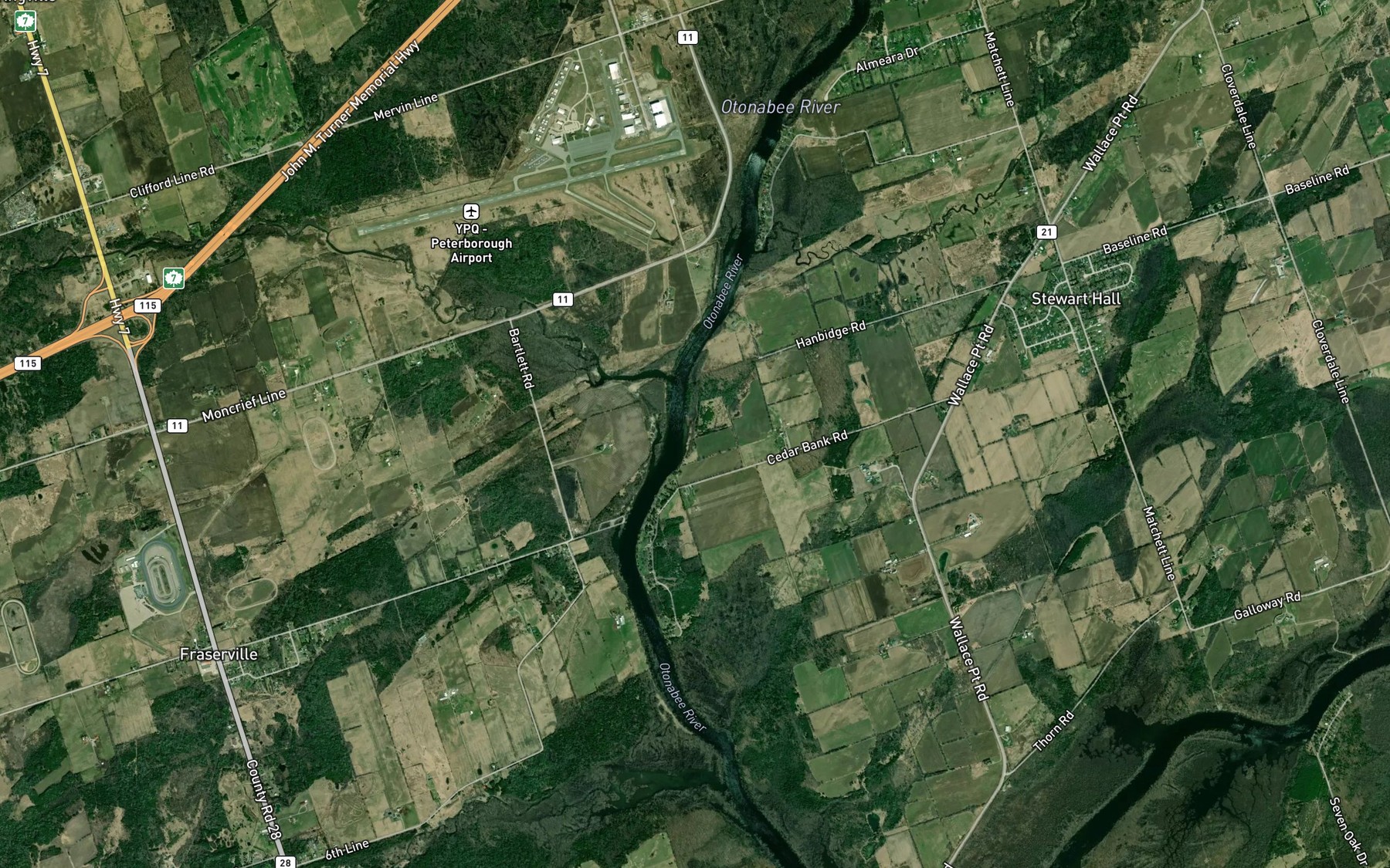 Satellite map of the Cavan Creek