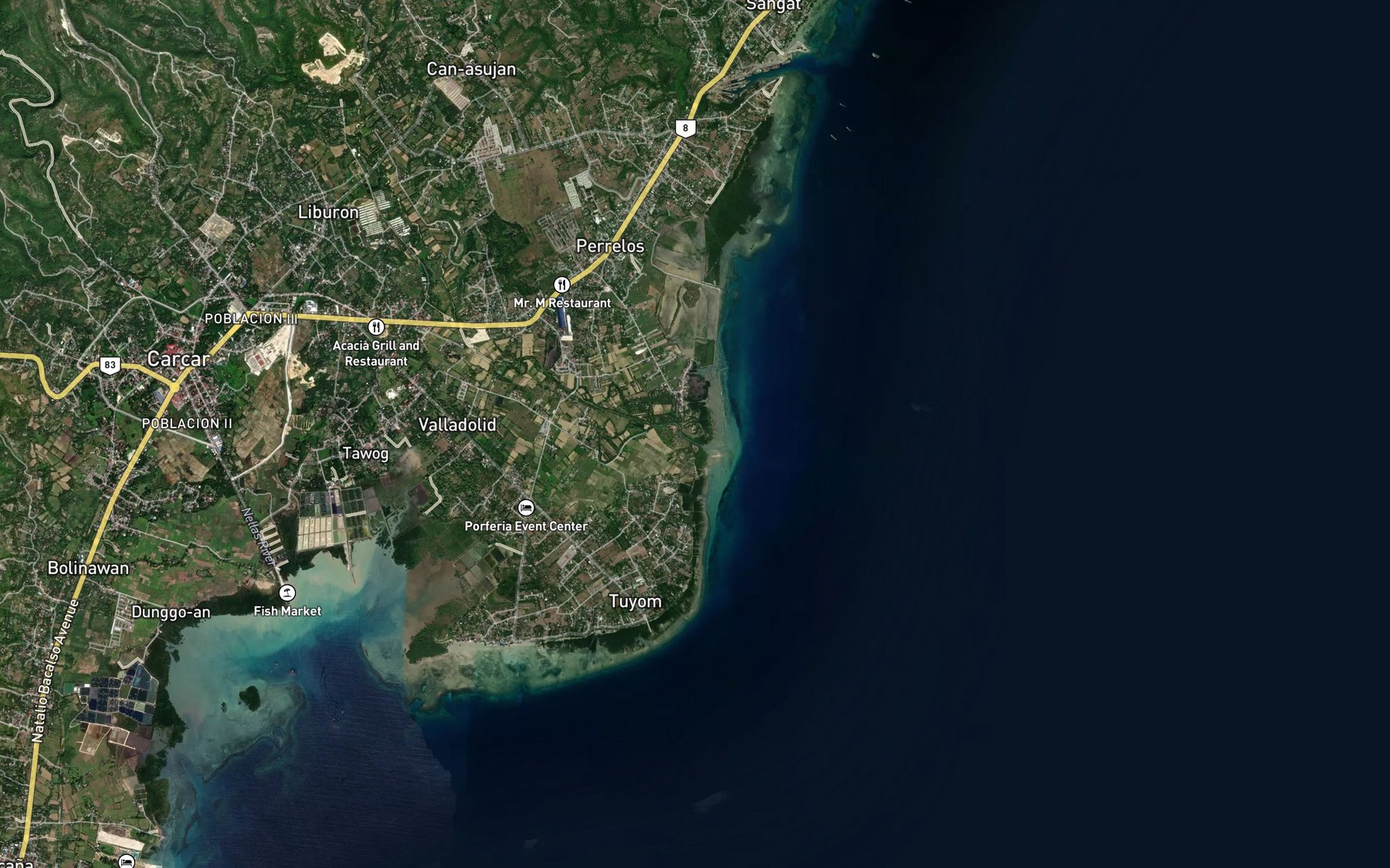 Satellite map of the Valladolid River