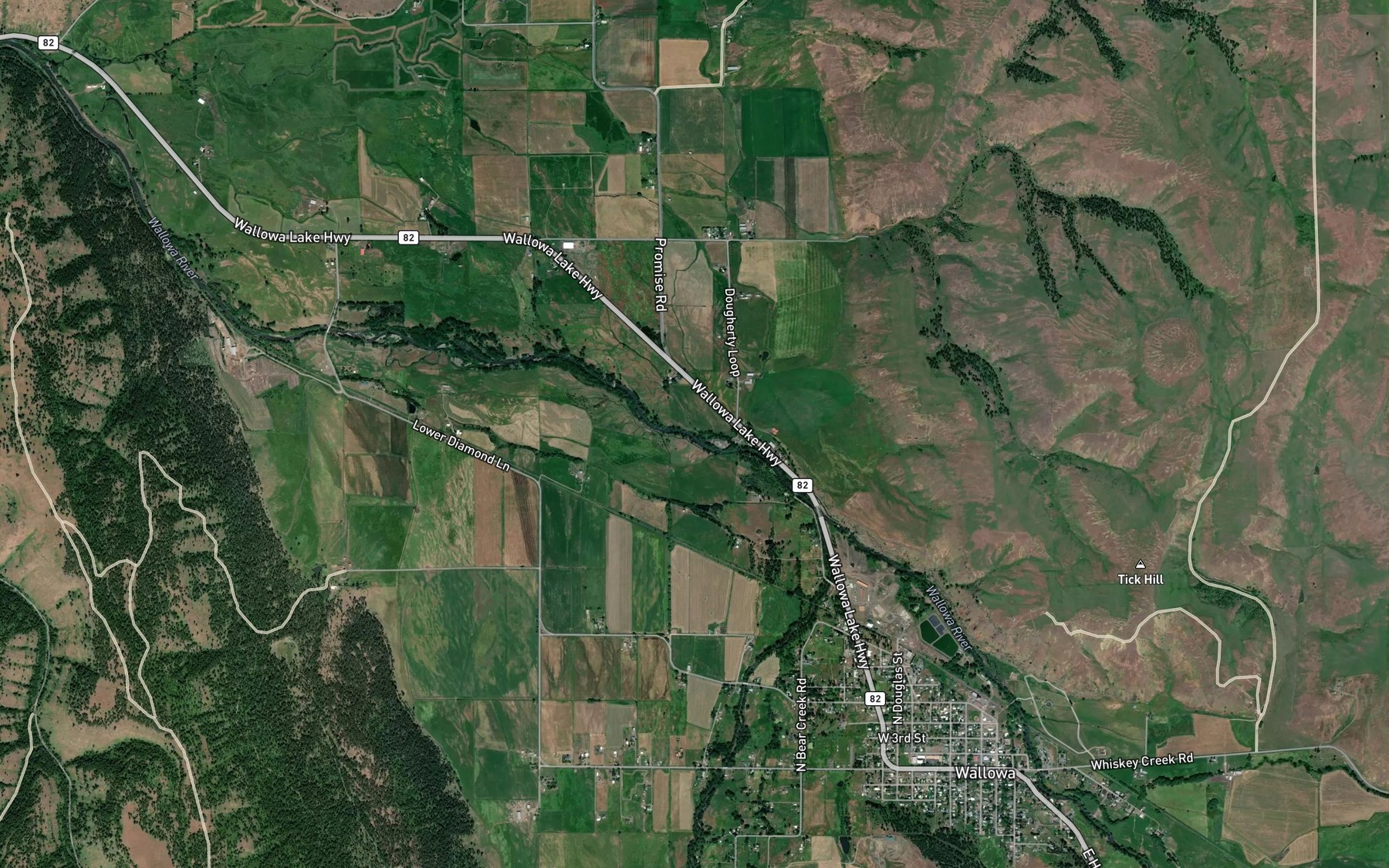 Satellite map of the Spring Creek