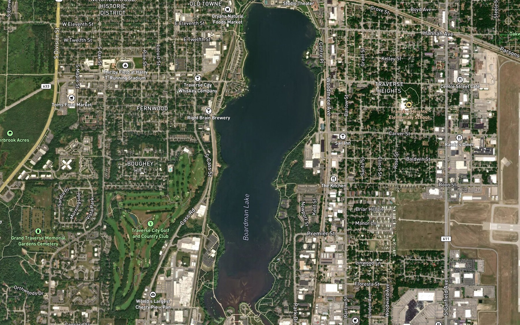 Satellite map of the Boardman Lake