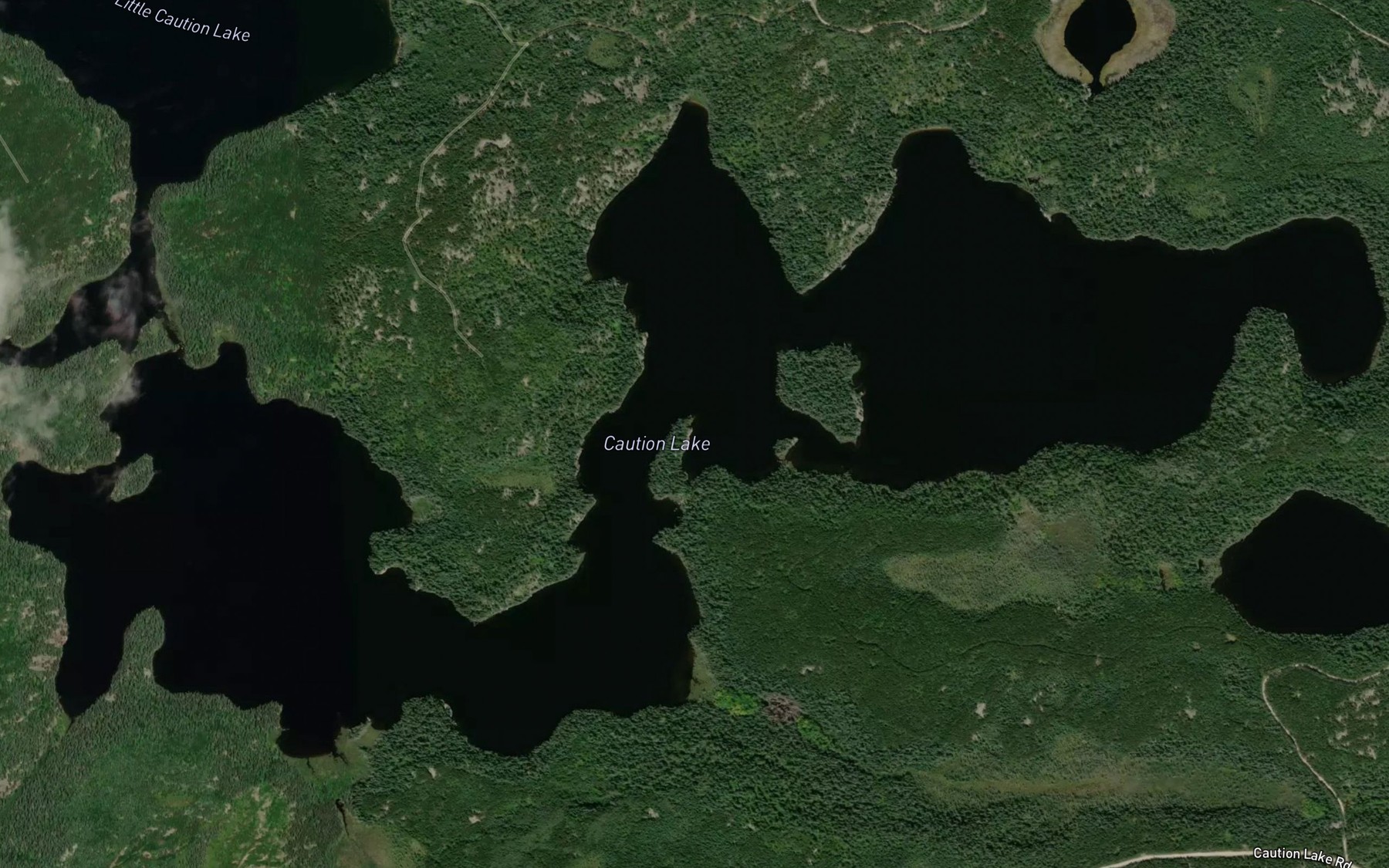 Satellite map of the Caution Lake