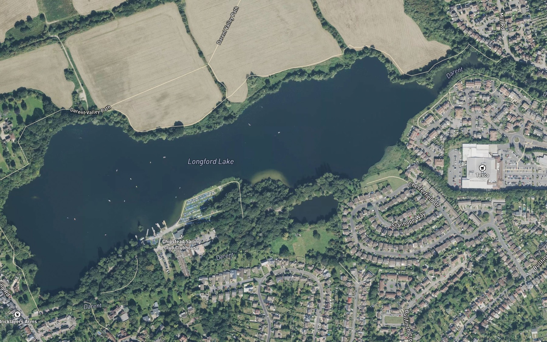 Satellite map of the River Darent