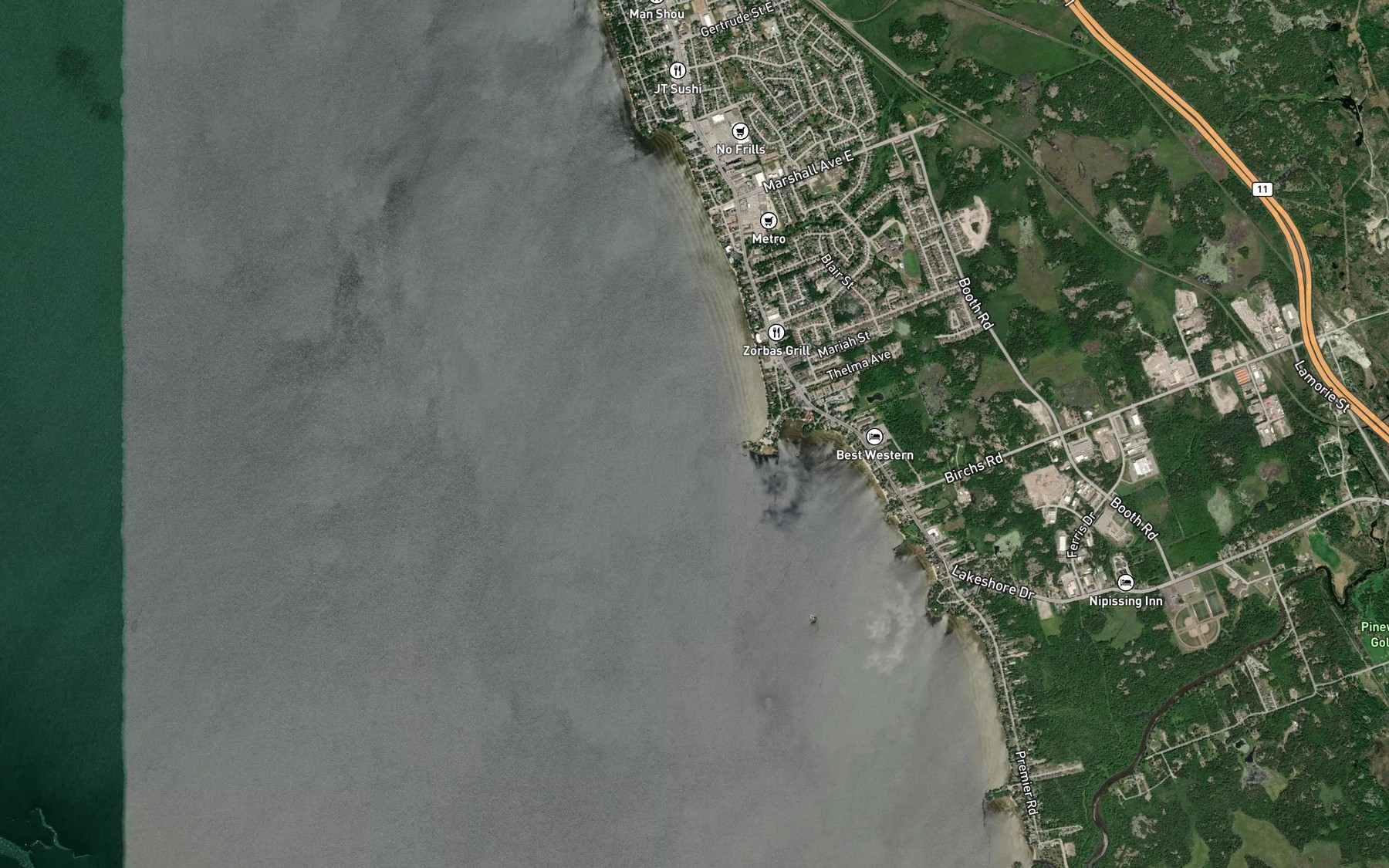 Satellite map of the Parks Creek