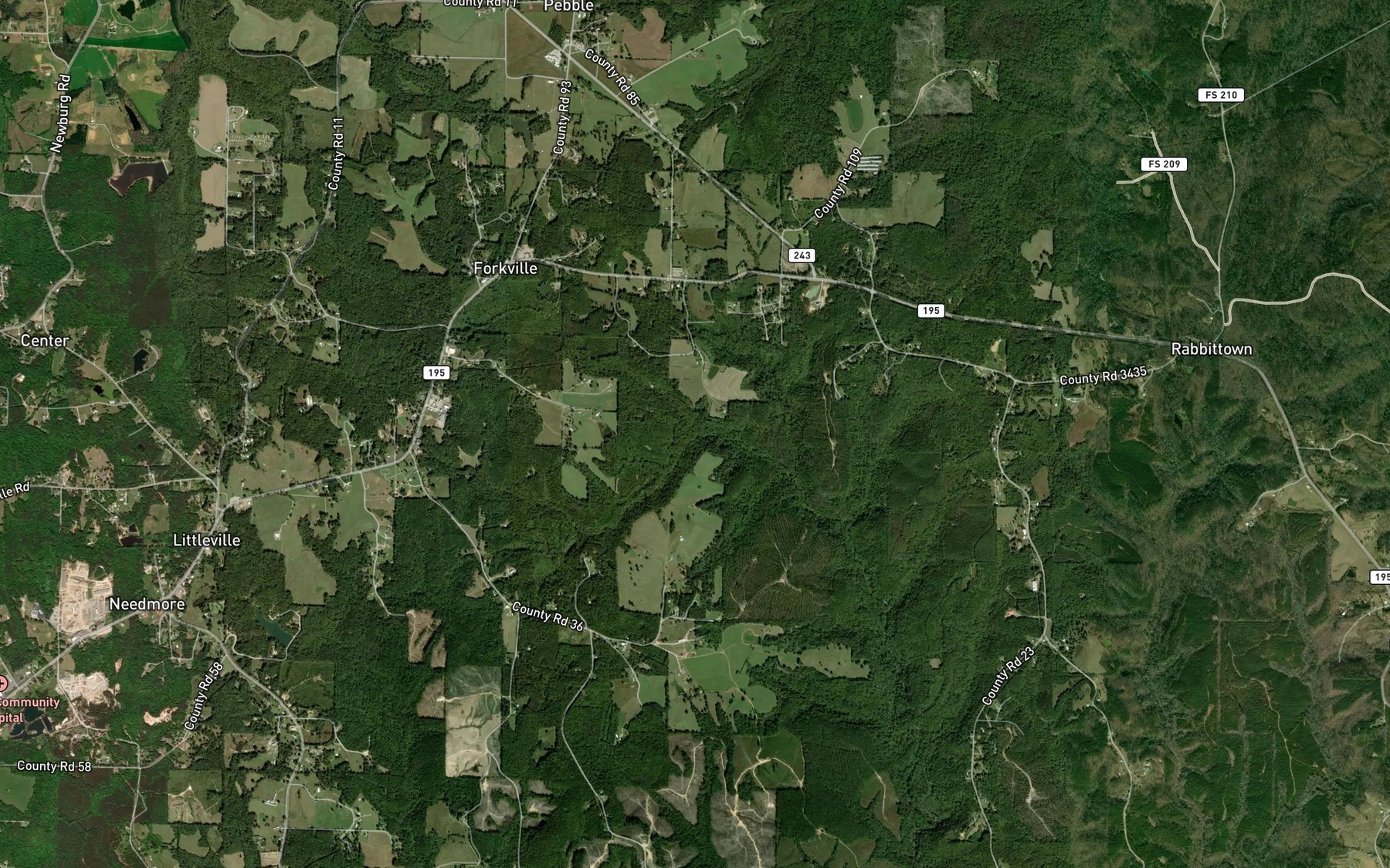 Satellite map of the Kirkpatrick Creek