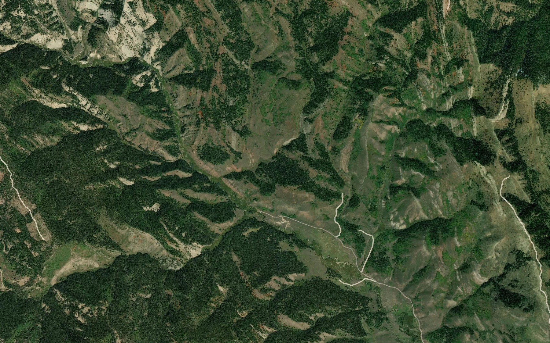Satellite map of the East Fork Bechler Creek