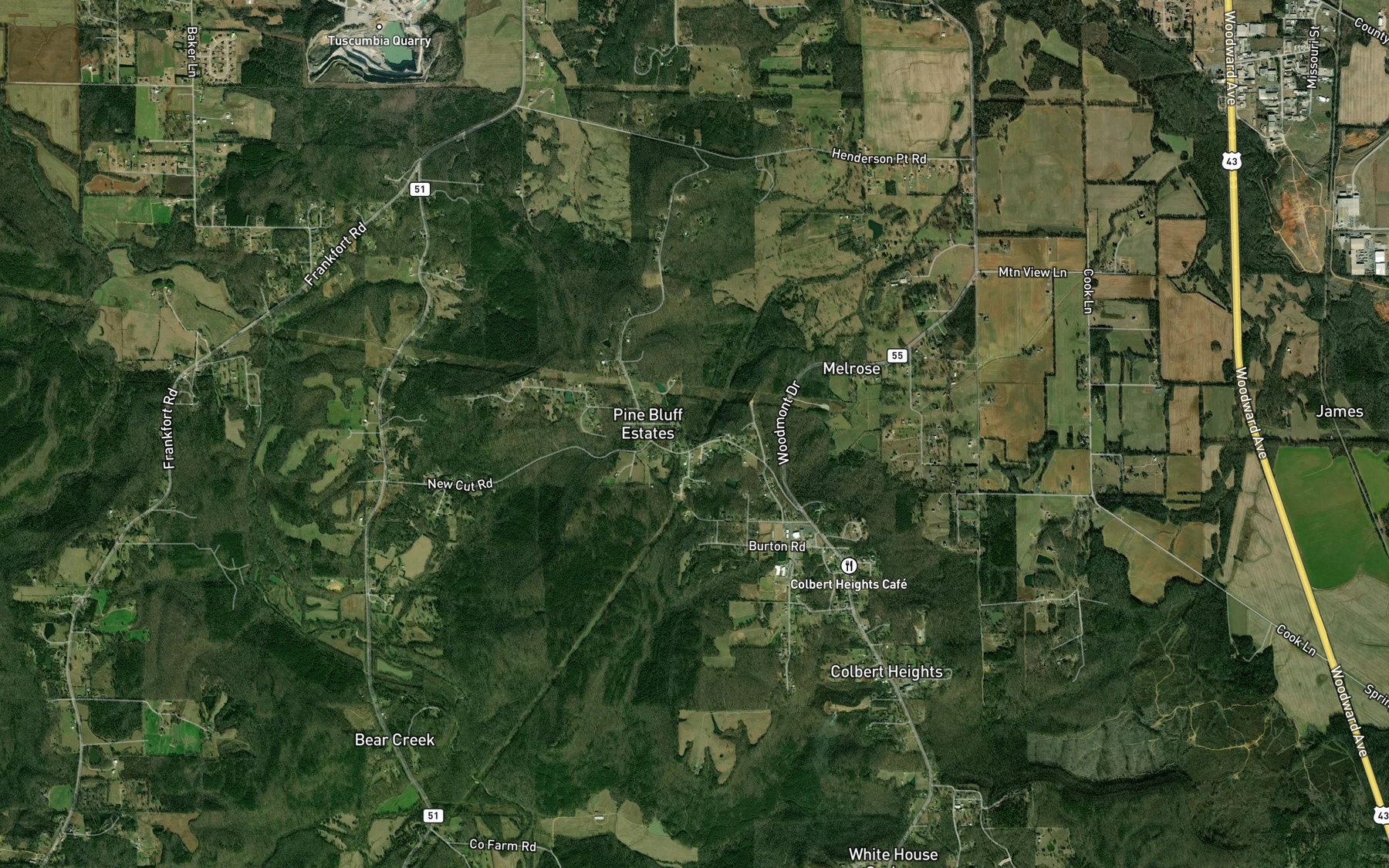 Satellite map of the Milk Spring