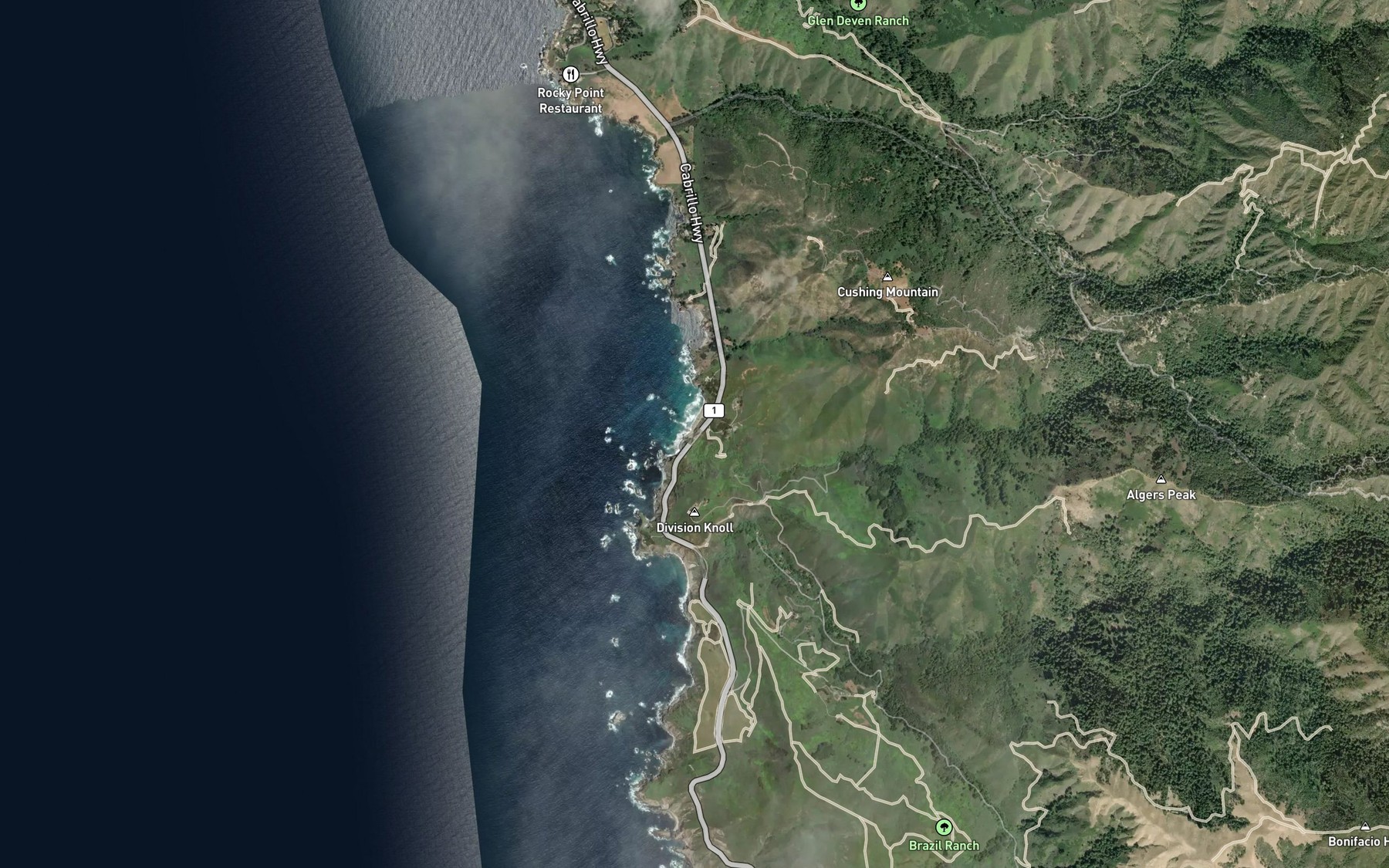 Satellite map of the Rocky Creek