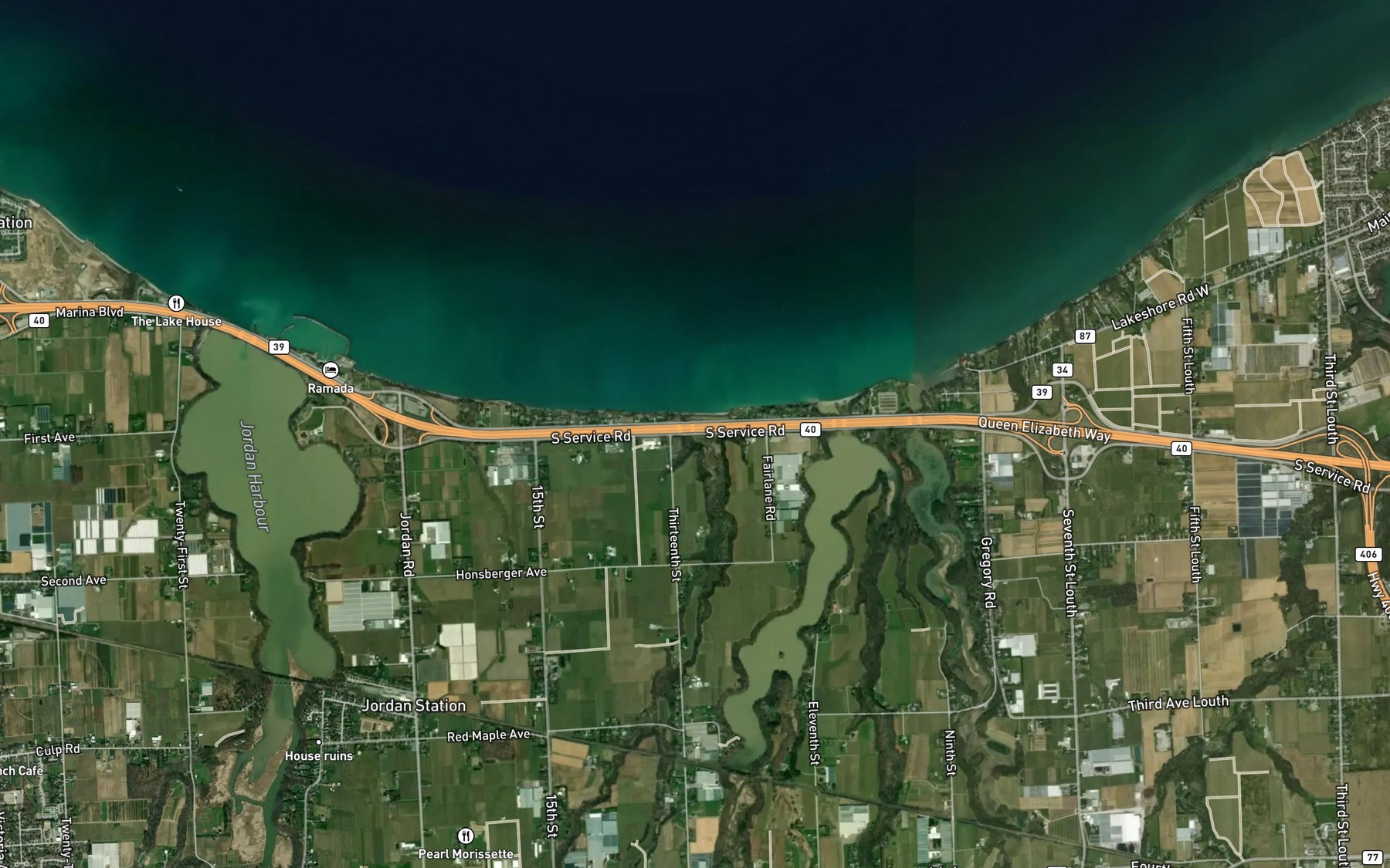 Satellite map of the Eighteen Mile Pond