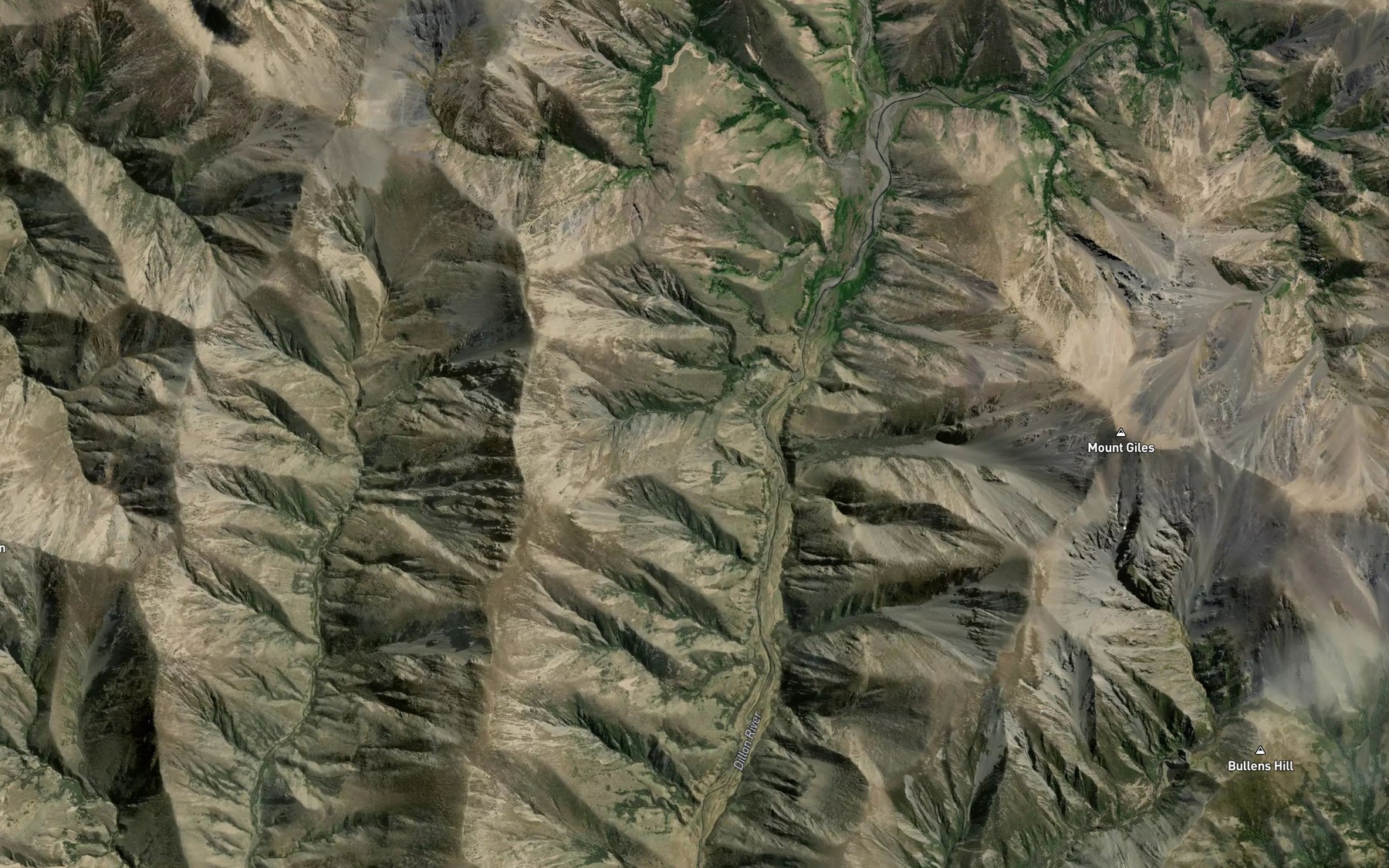 Satellite map of the Dillon River