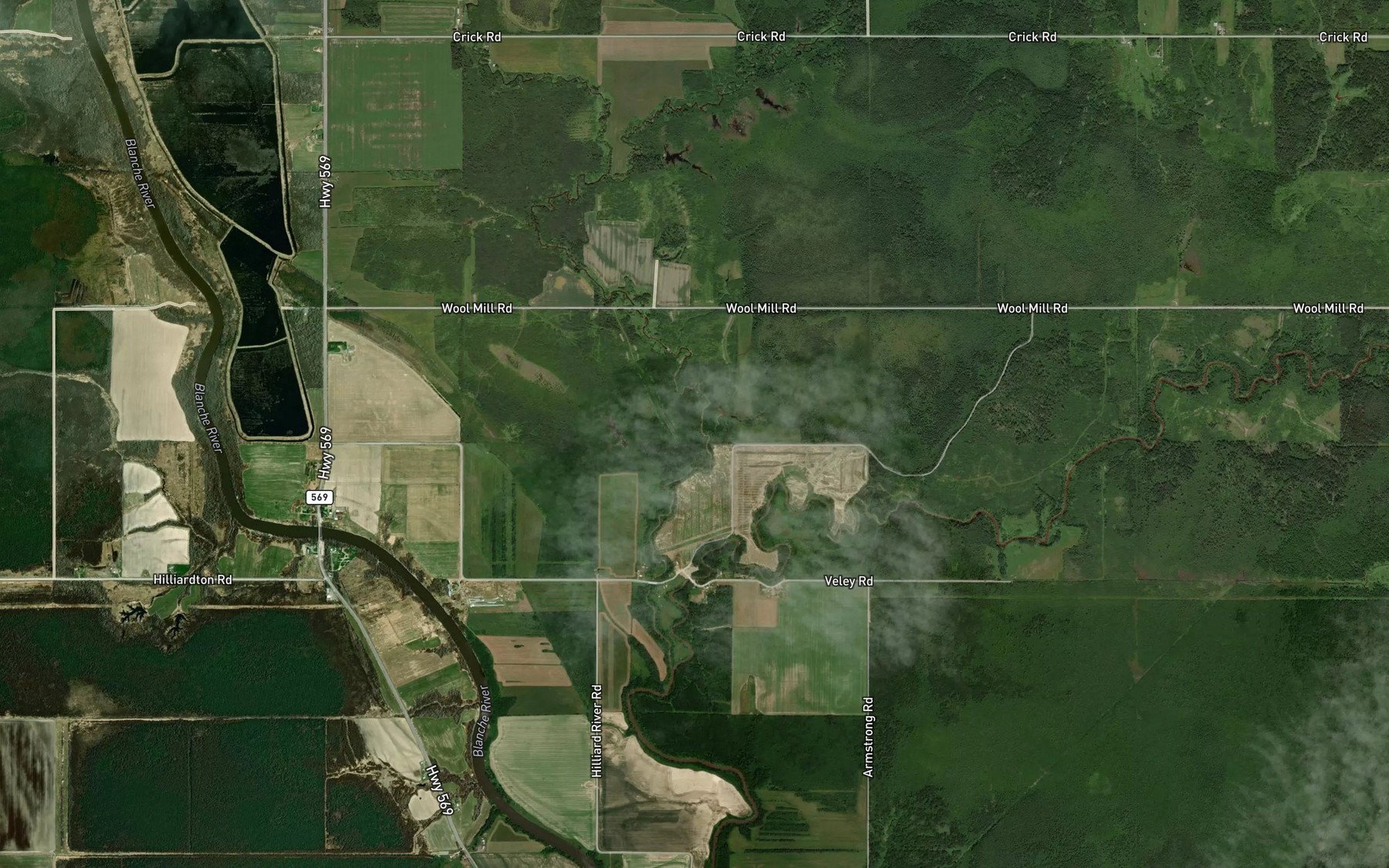 Satellite map of the Little Otterskin Creek