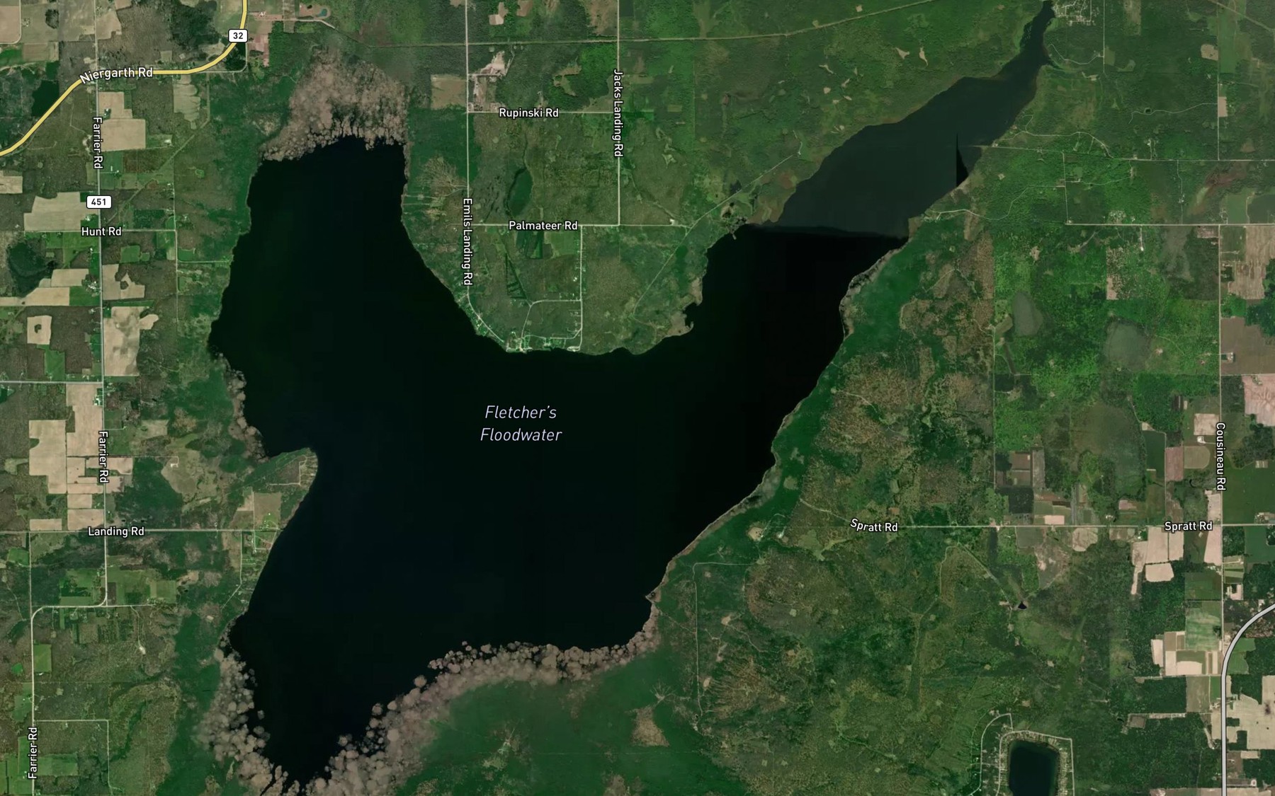 Satellite map of the Fletcher Pond