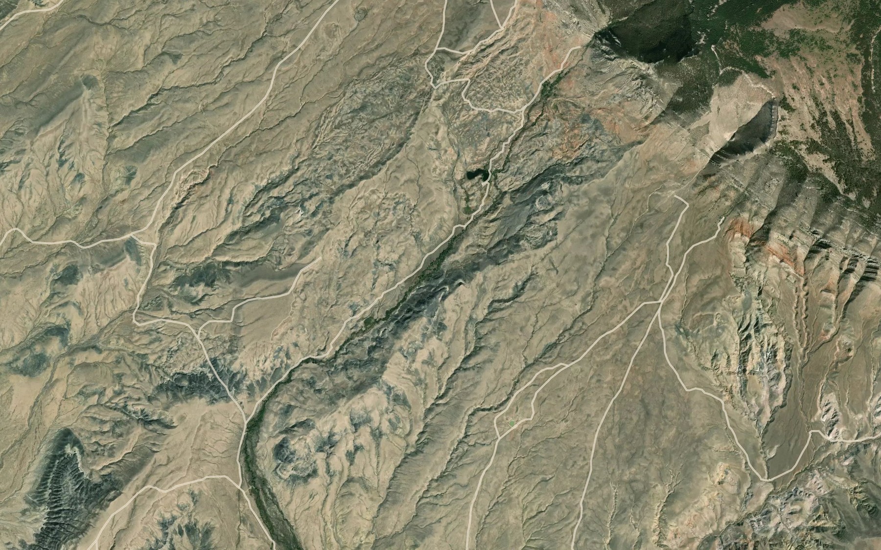 Satellite map of the Flockhart Reservoir