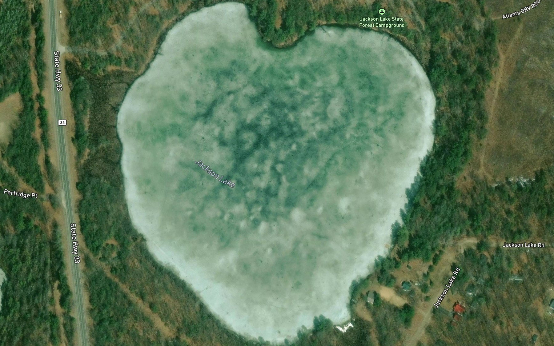 Satellite map of the Jackson Lake
