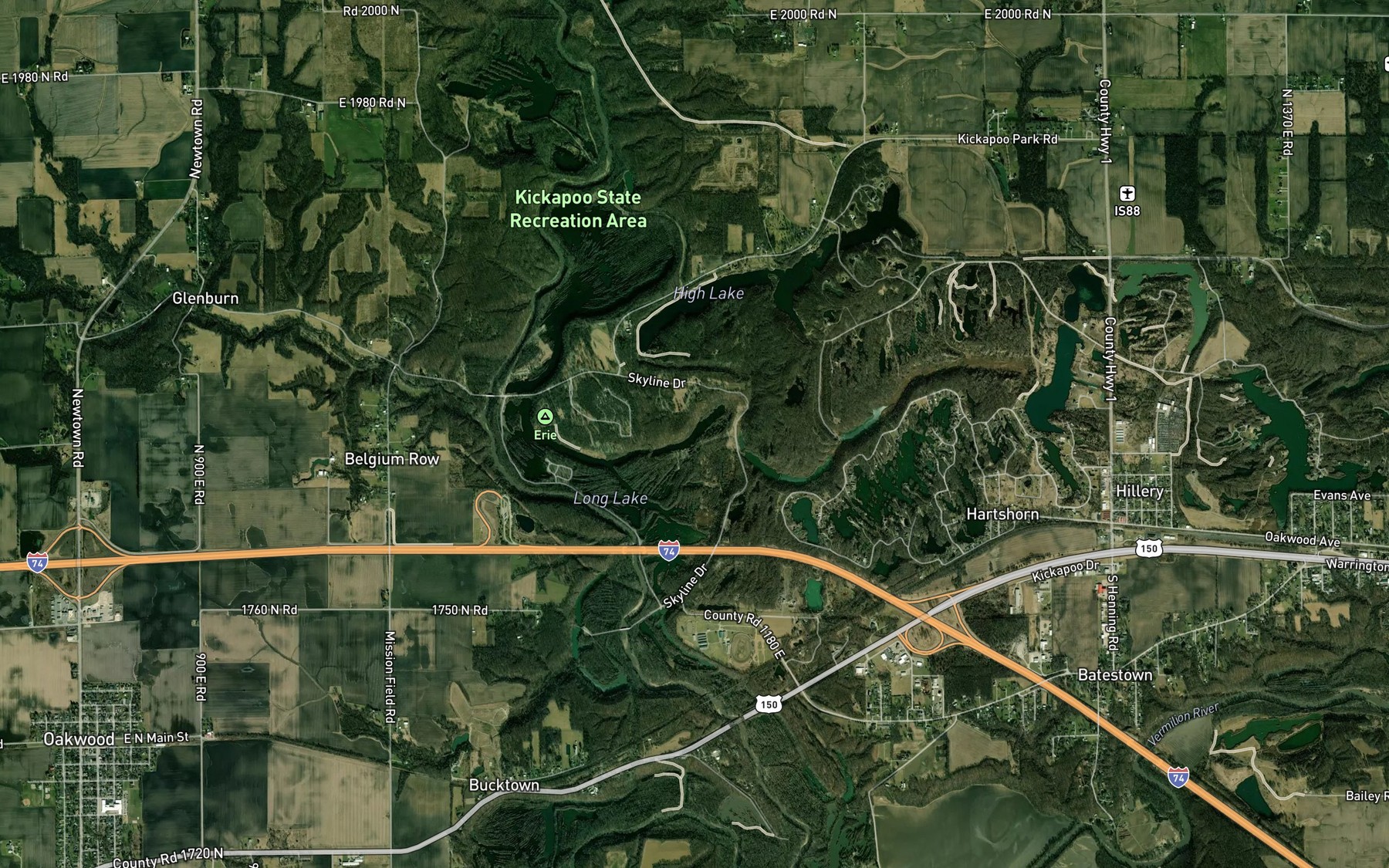 Satellite map of the High Pond