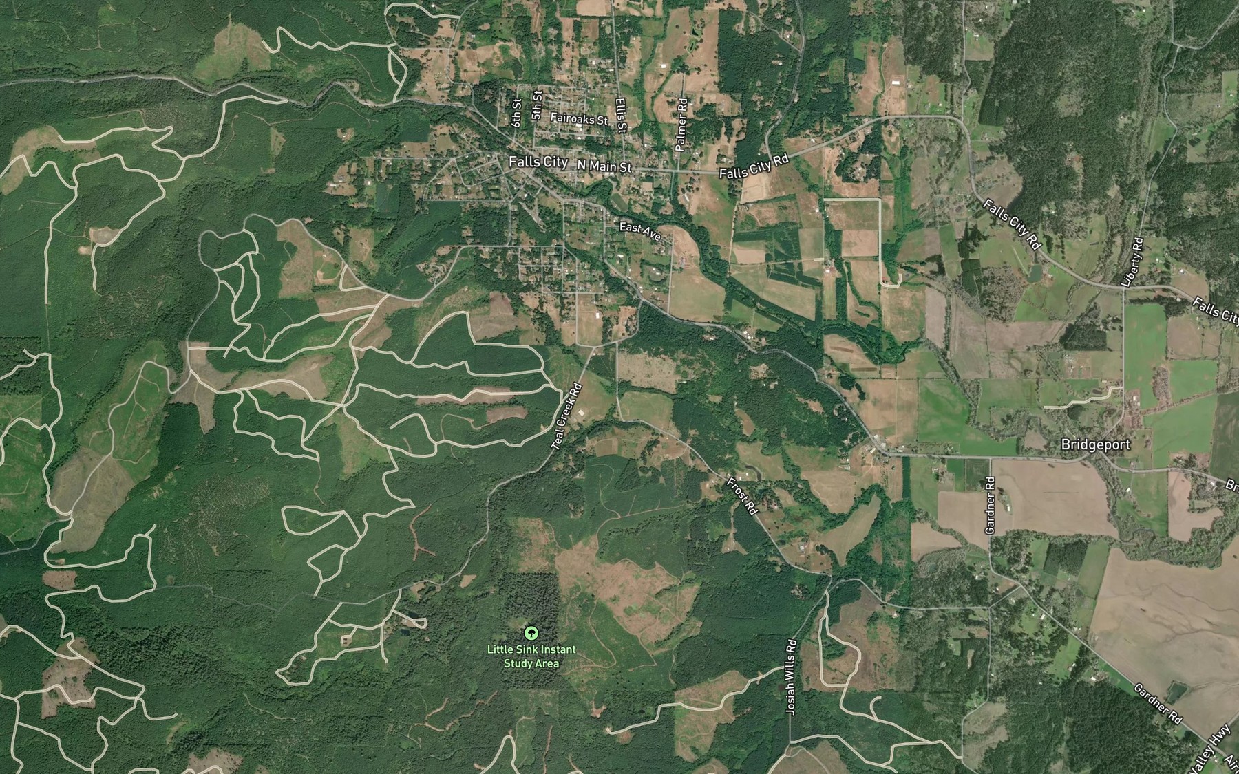 Satellite map of the Boughey Creek