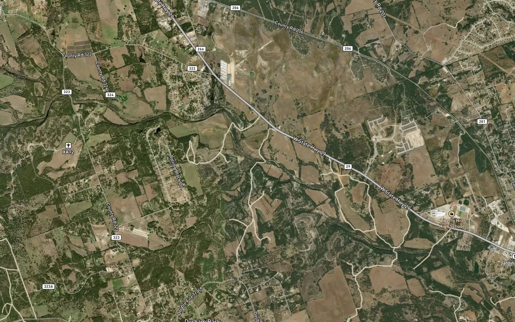 Satellite map of the Dog Branch