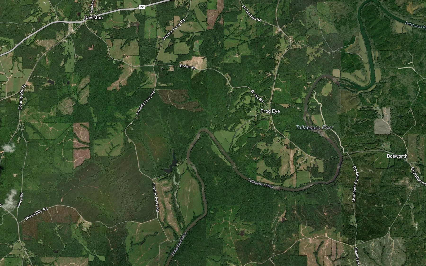Satellite map of the Hodnett Mill Creek