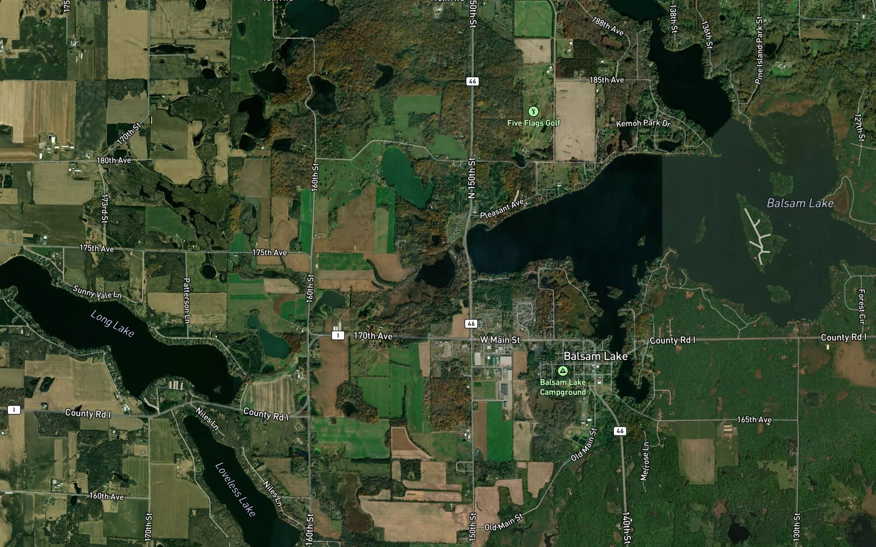 Satellite map of the Laurel Lake