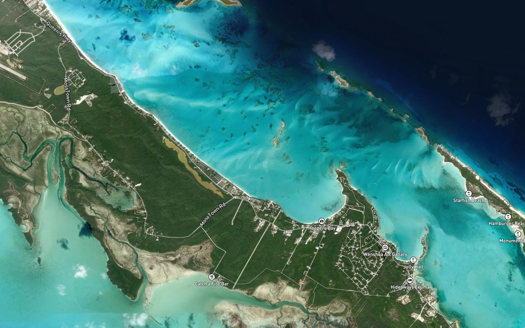 Satellite map of the Exuma Harbour